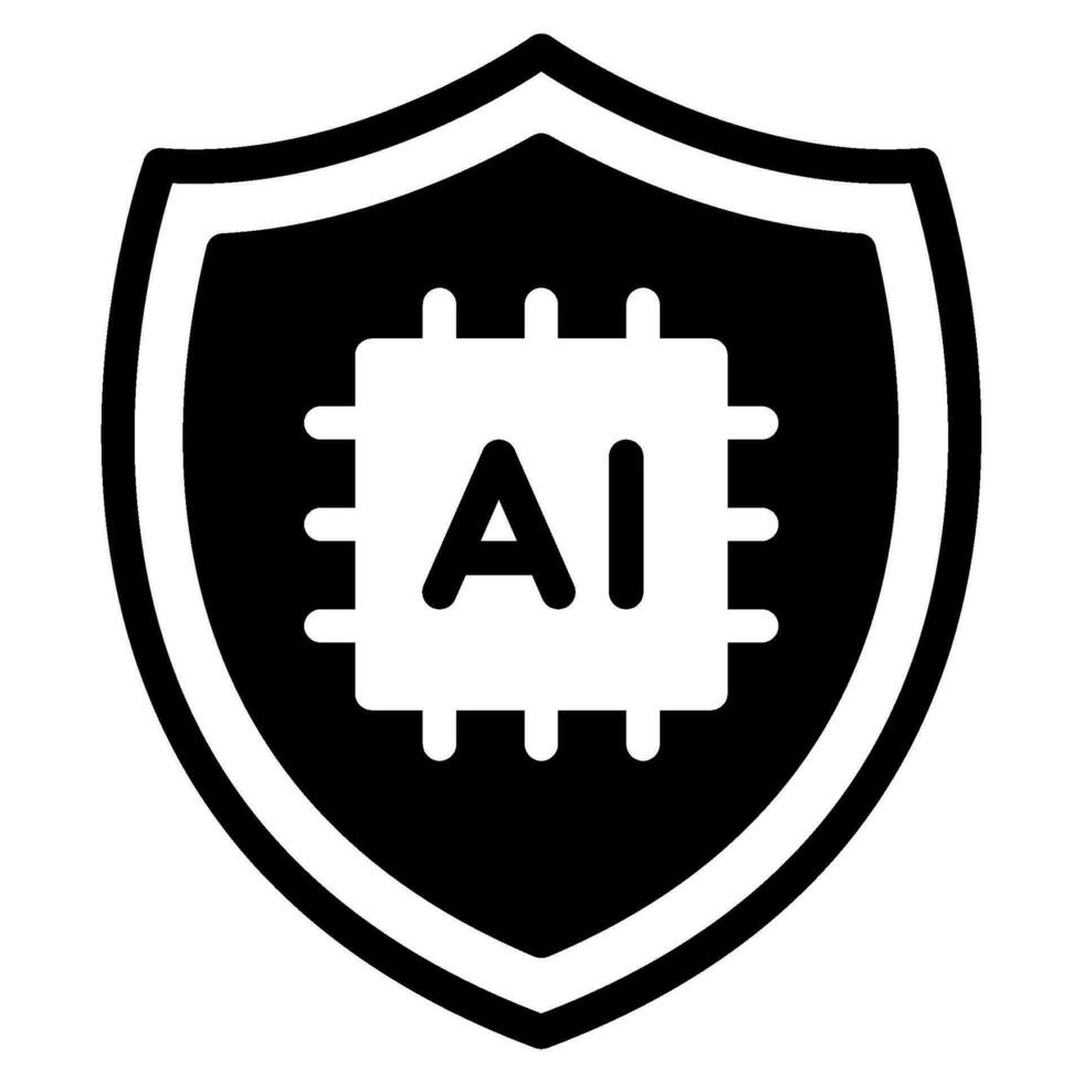 ai y la seguridad cibernética icono vector