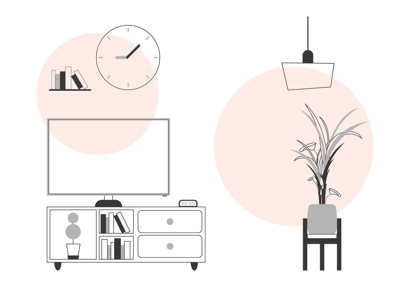 Interior in Lineart trendy style. background for presentations, posters and applications. Vector. vector