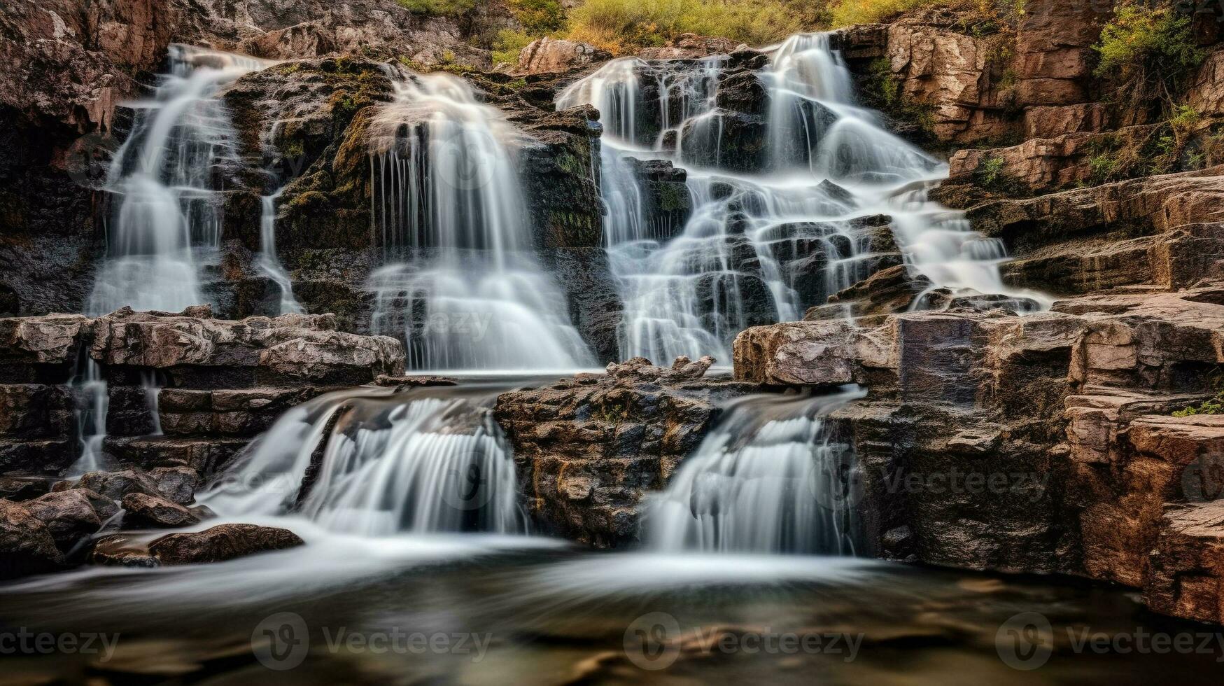 Generative AI, Cascading Symphony Capturing the Graceful Flow of Waterfalls photo