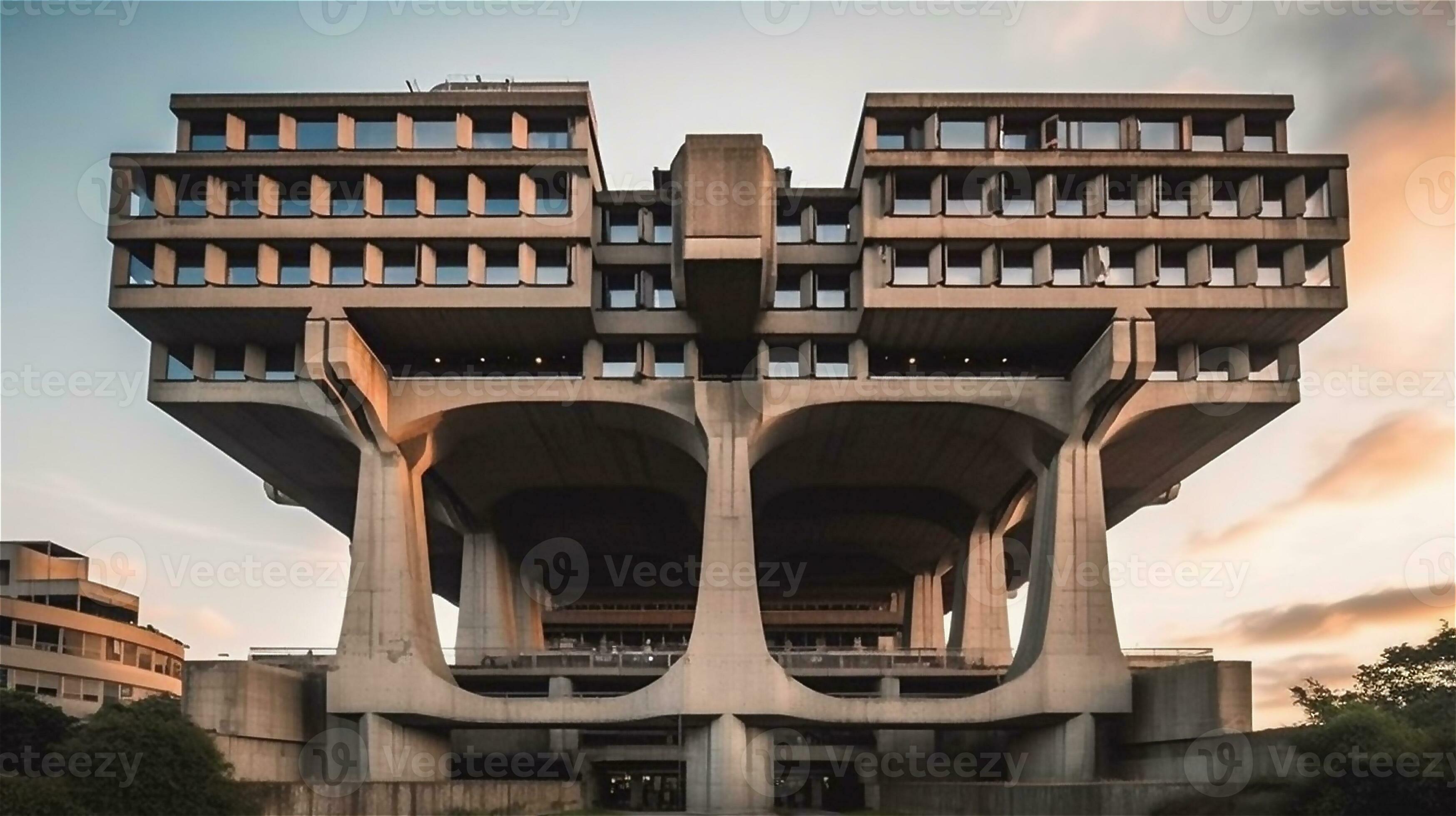 Generative AI, Monumental Brutalism A Towering Presence 29272688 Stock