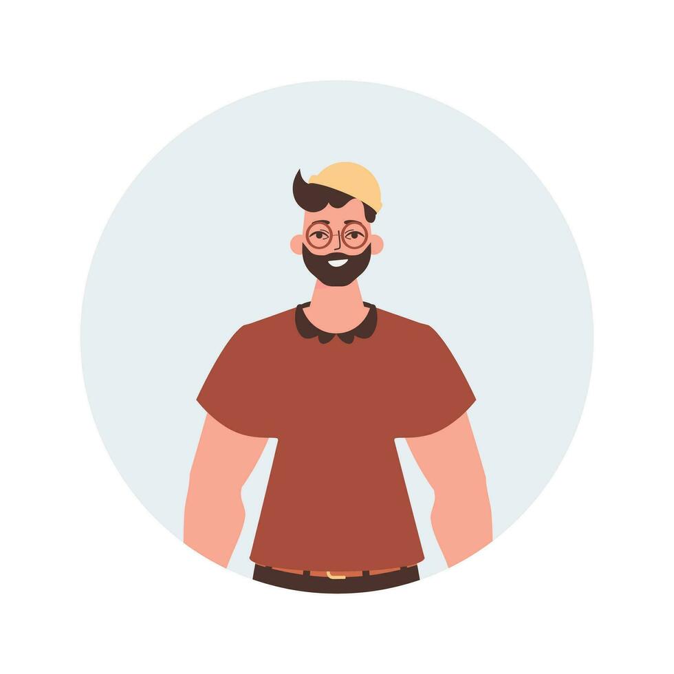 Round guy avatar. Character with a modern style. vector