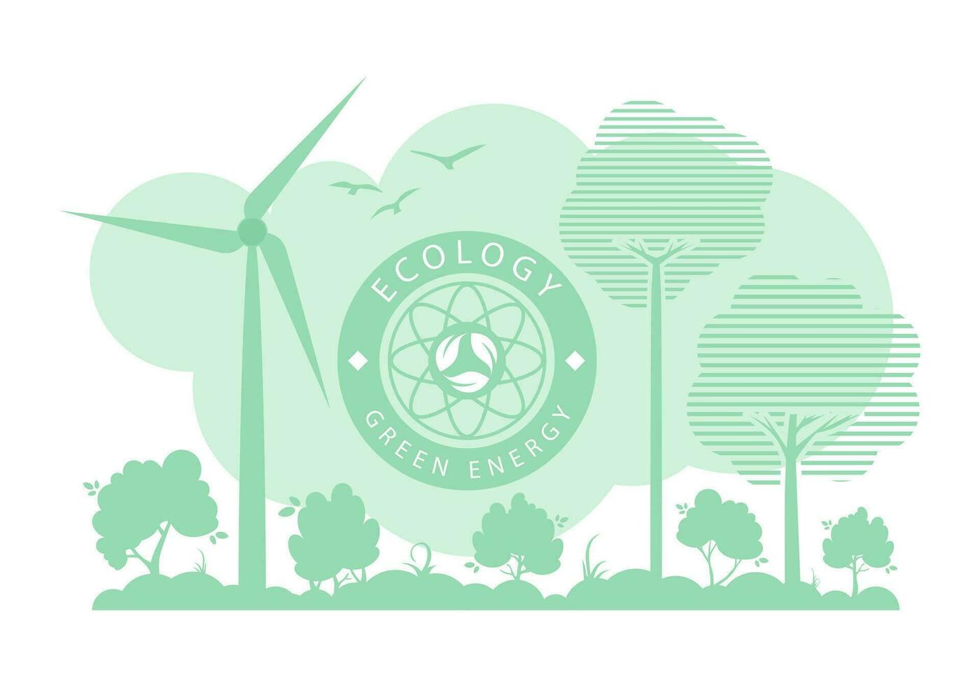 Green Background on the theme of ecology and green energy. Vector illustration.