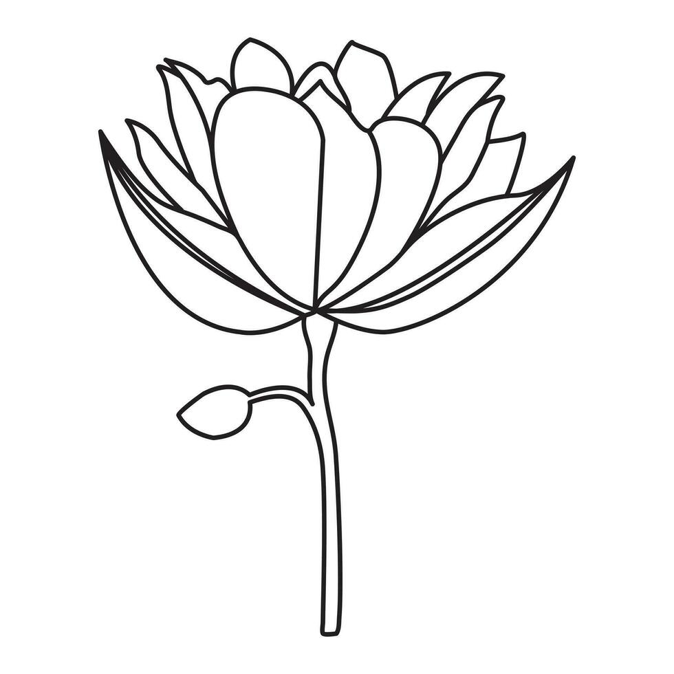 Flower one line art drawing with minimal flower vector