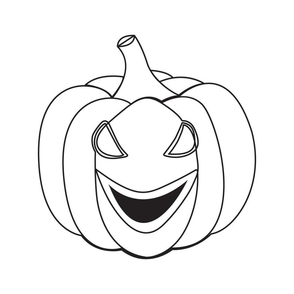 Single line pumpkin halloween face vector art illustration