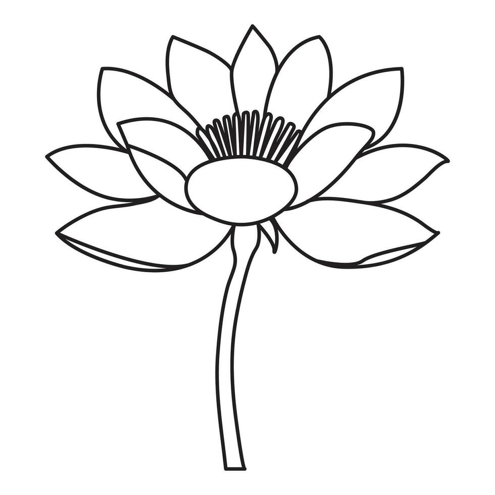 Flower one line art drawing with minimal flower vector