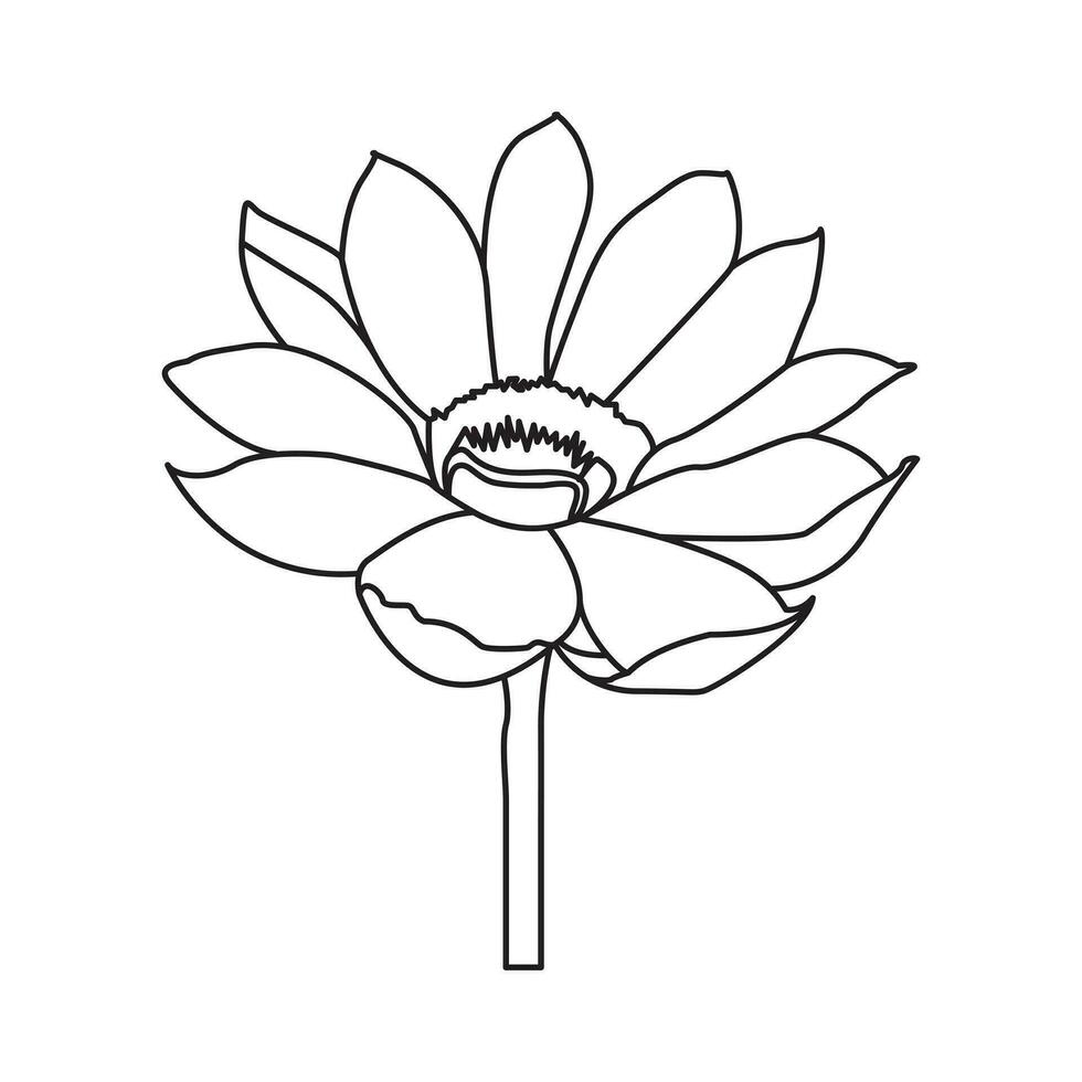 Flower one line art drawing with minimal flower vector