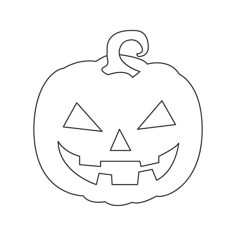 Single line pumpkin halloween face vector art illustration