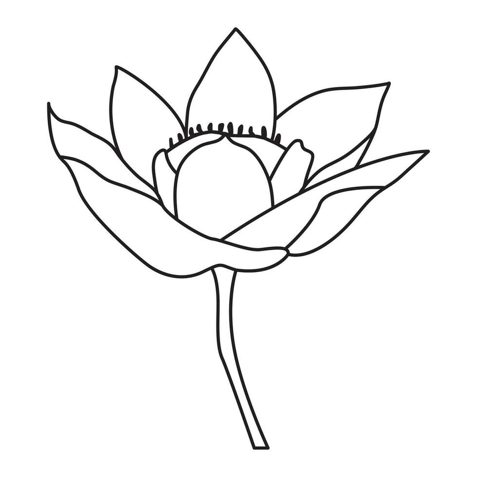 Flower one line art drawing with minimal flower vector