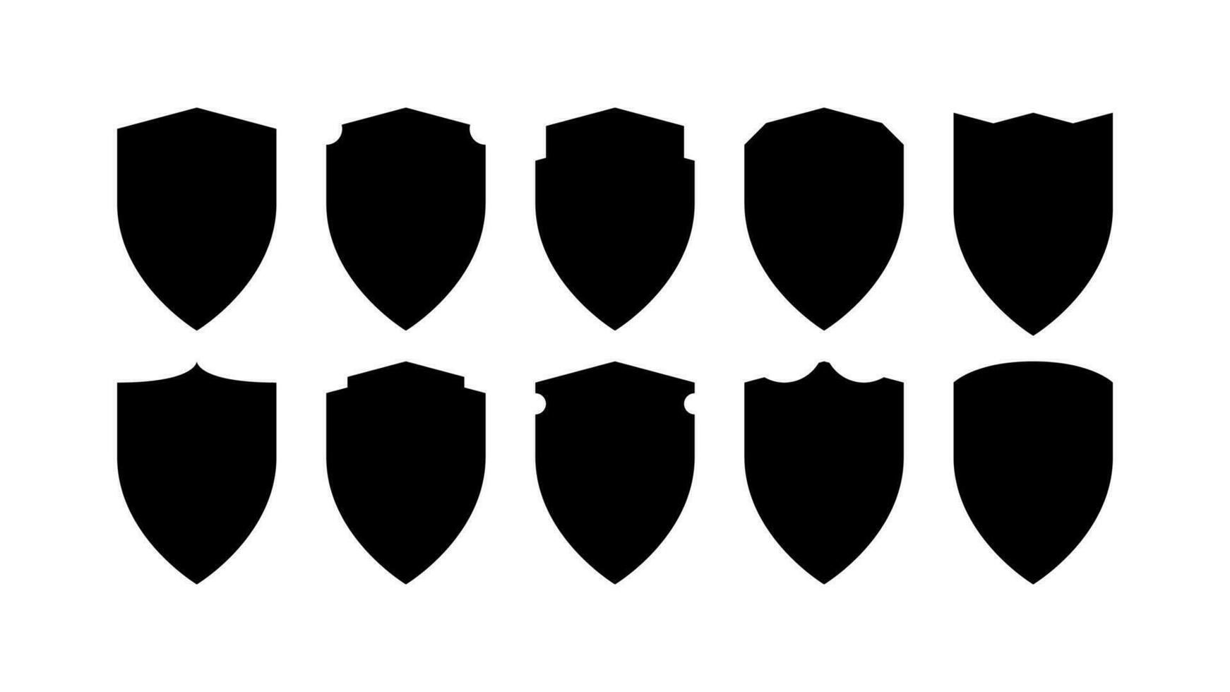 Set Of Shields Shape Silhouette Vector Design