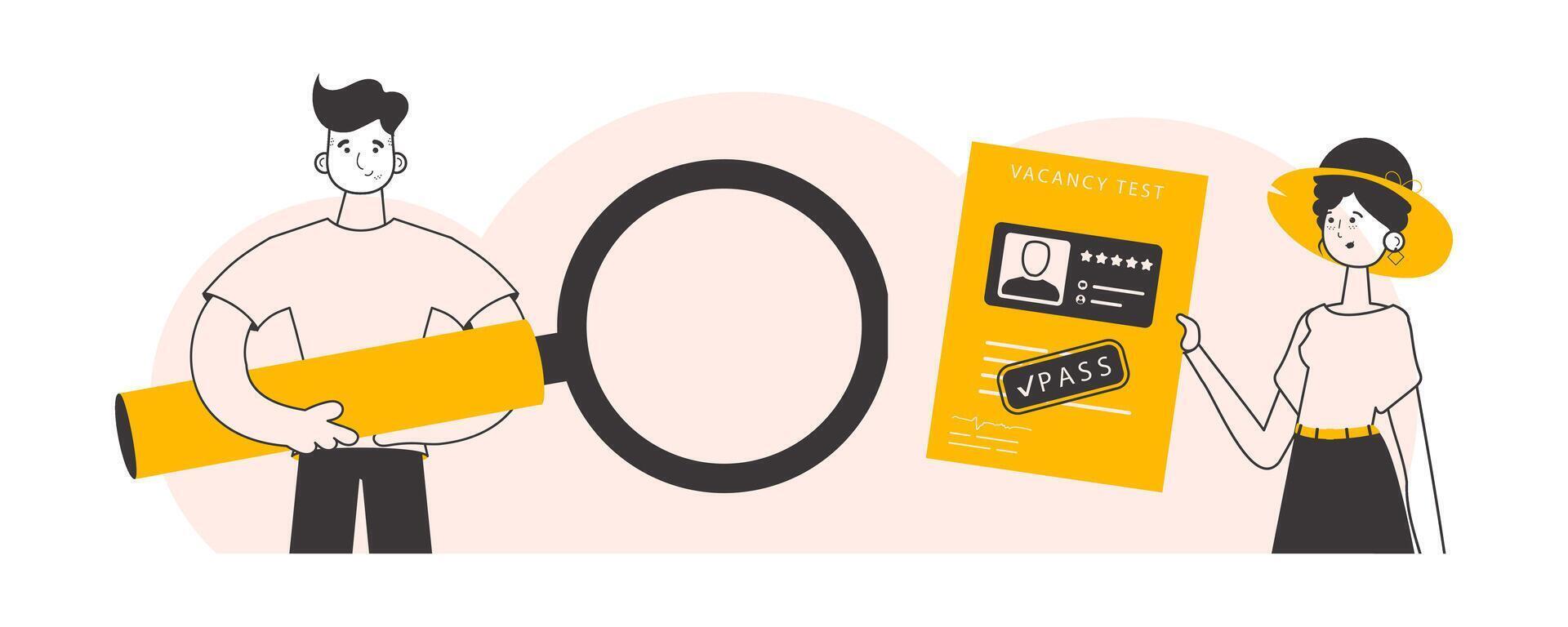 The concept of finding people to work. Linear trendy style. . vector