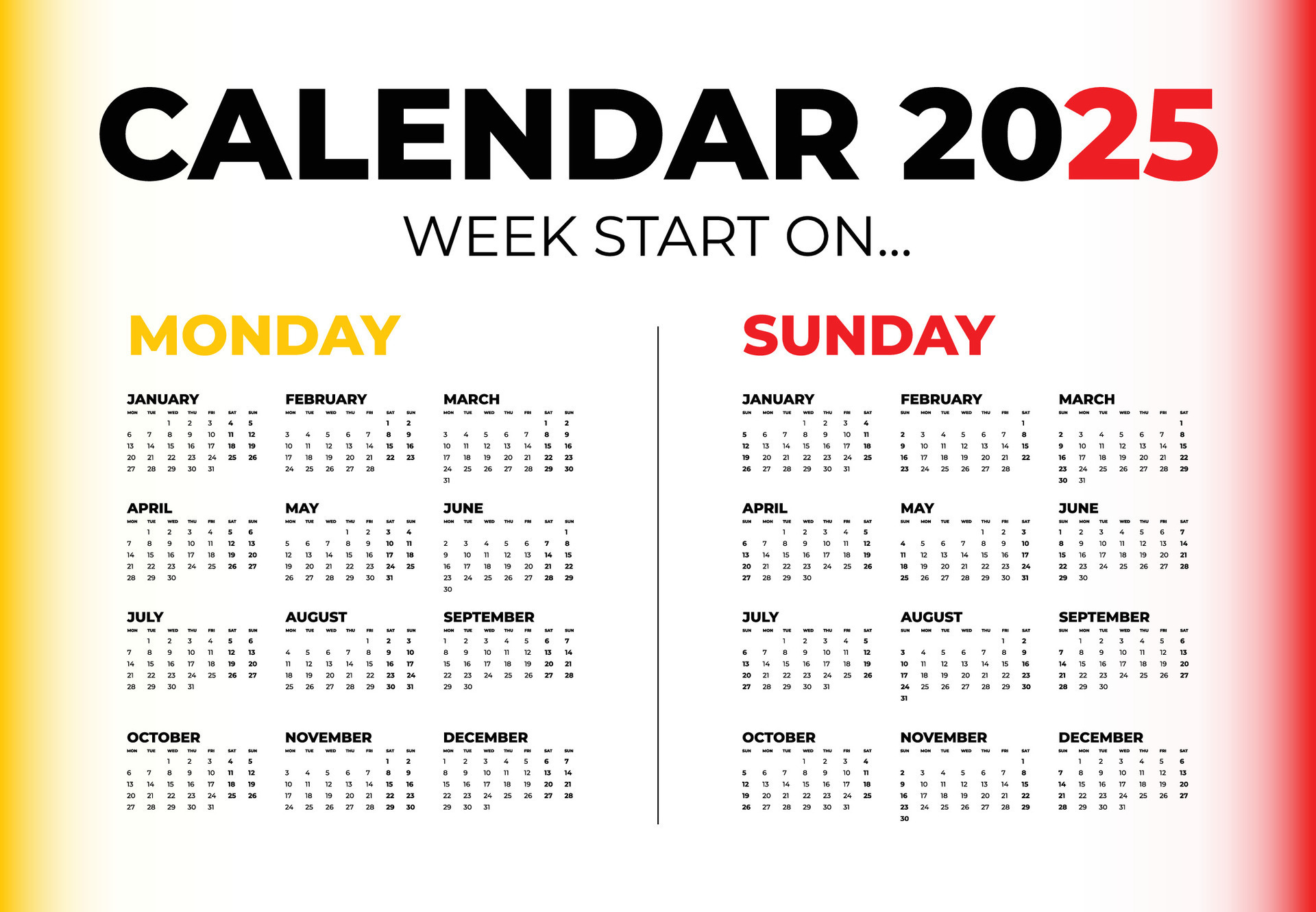 Vector calendar for 2026 on a white background. Week start on Monday