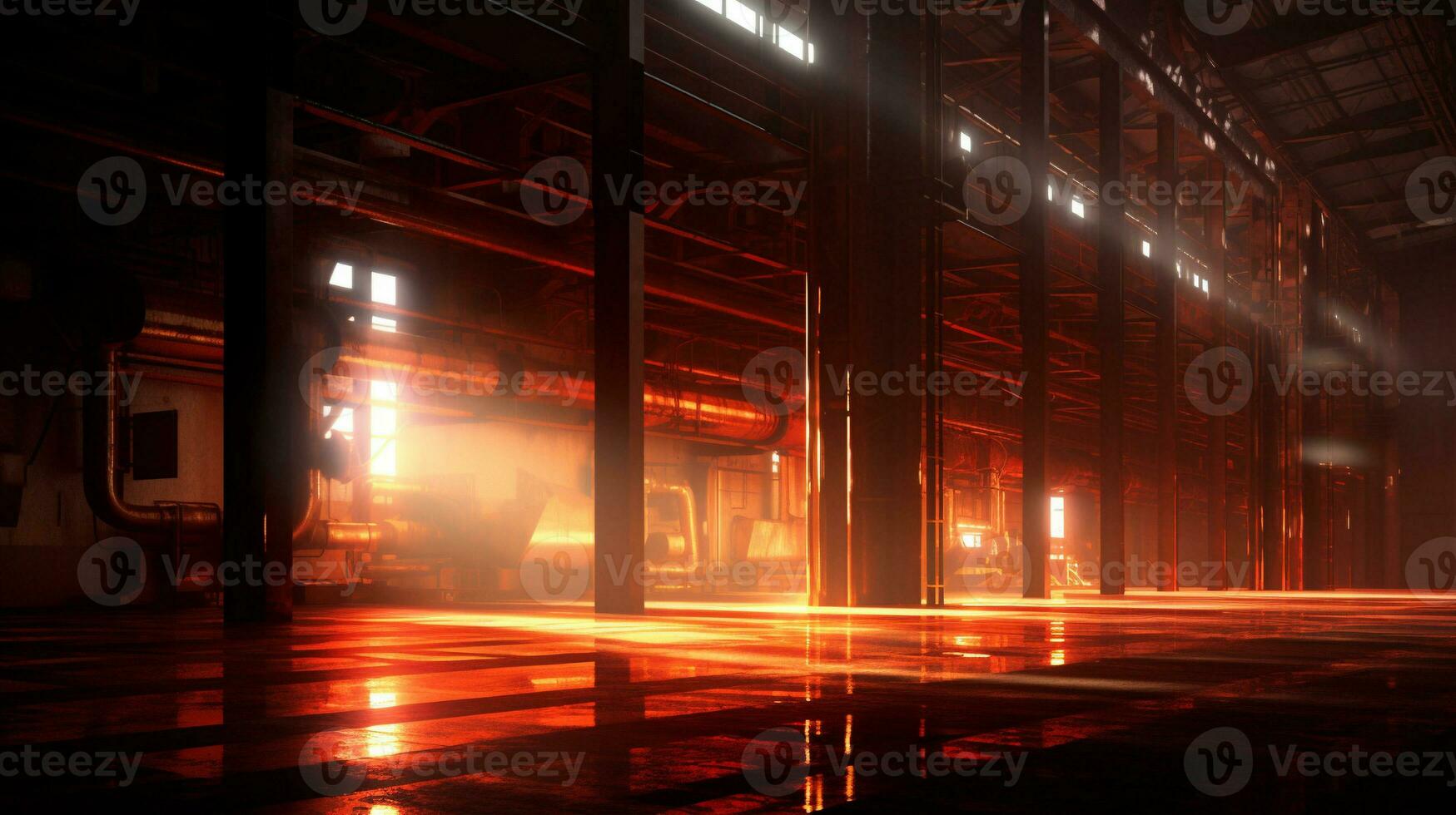 Generative AI, Shadow Dance Abstract Forms in Industrial Light photo