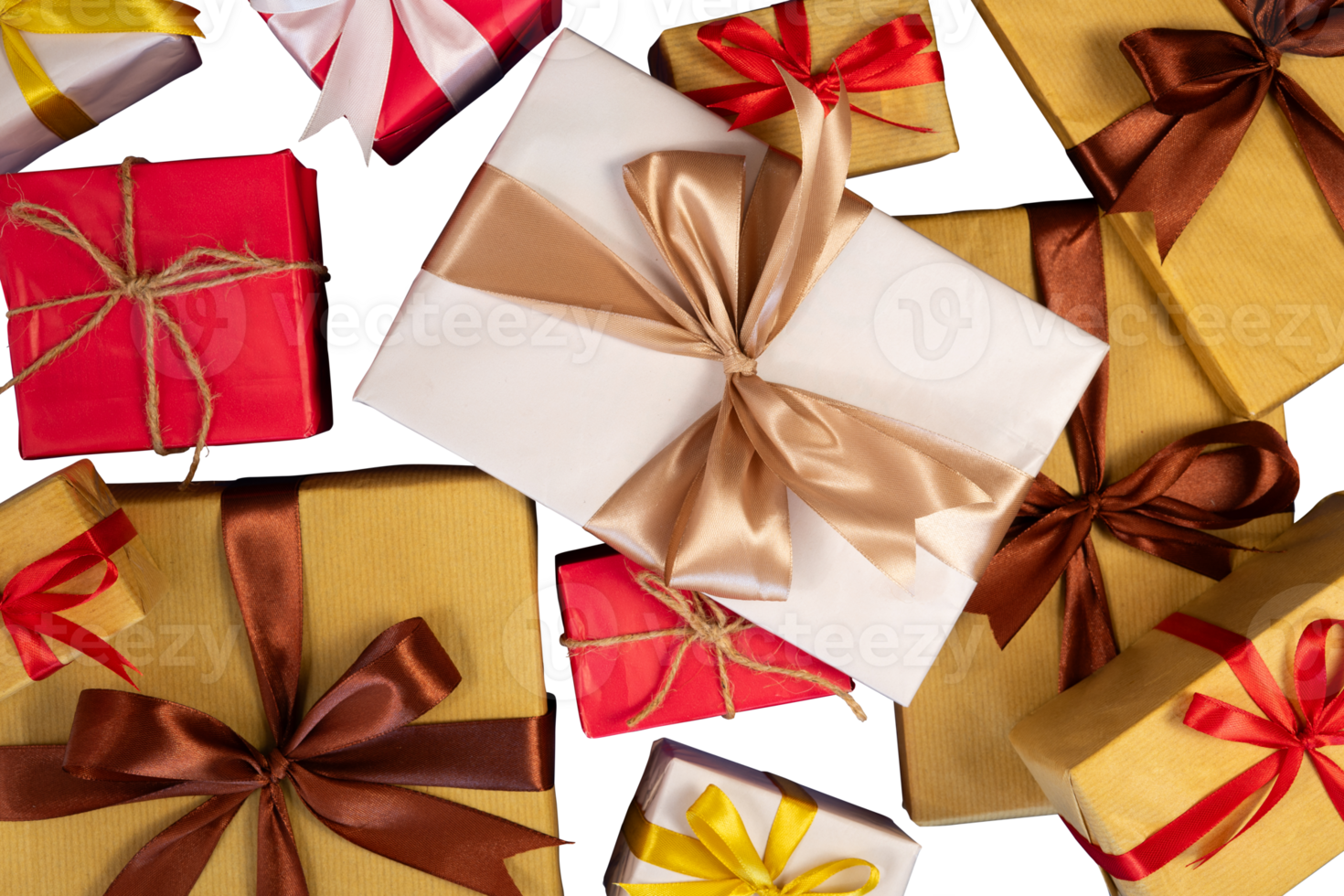 stack of gift box with bow flat lay png