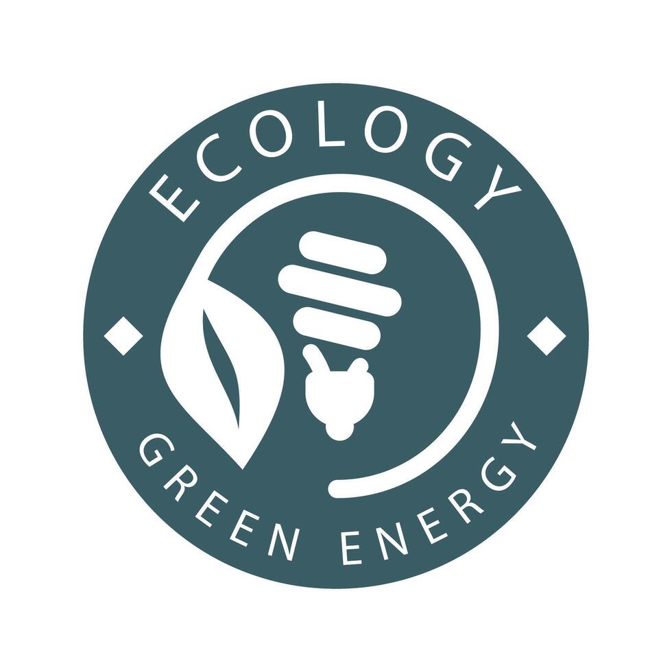 Logo on the theme of green energy, ecology and zero pollution. Isolated on white background. Vector illustration.