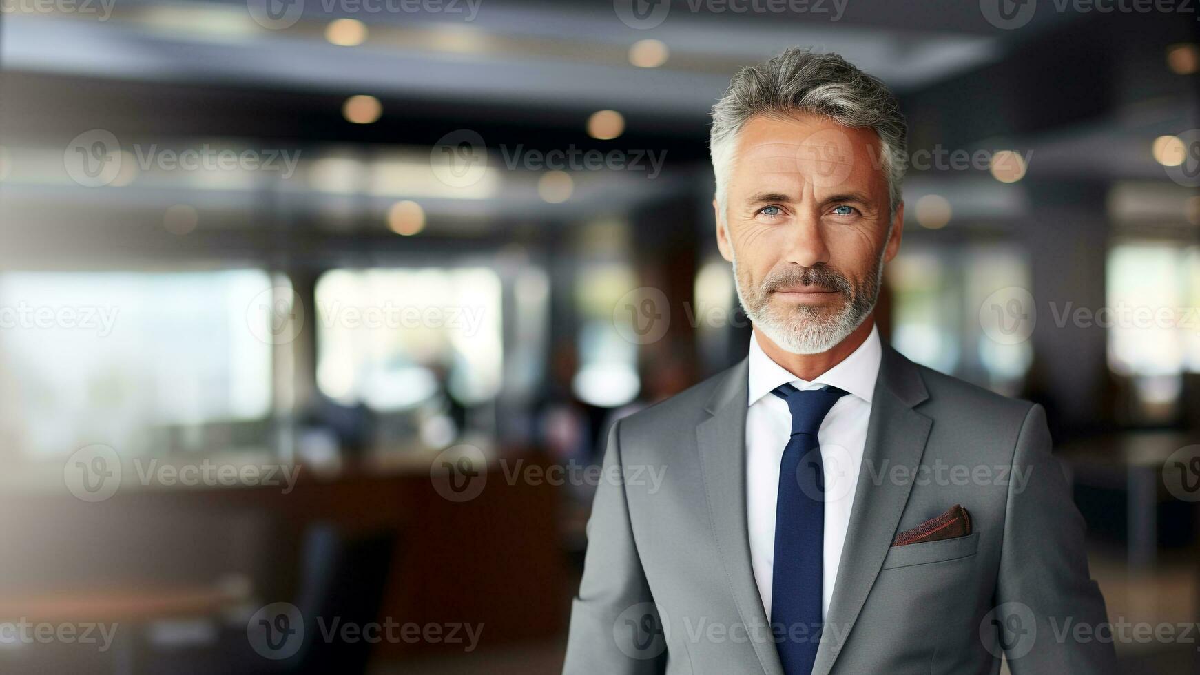 confidente y elegante hermoso de edad mediana empresario huelgas un actitud foto