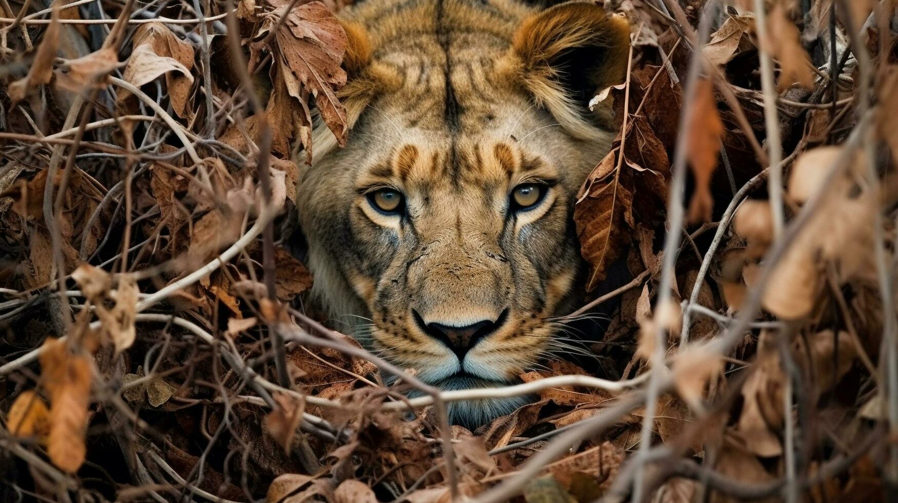 maestría de ocultación el leon camuflaje foto