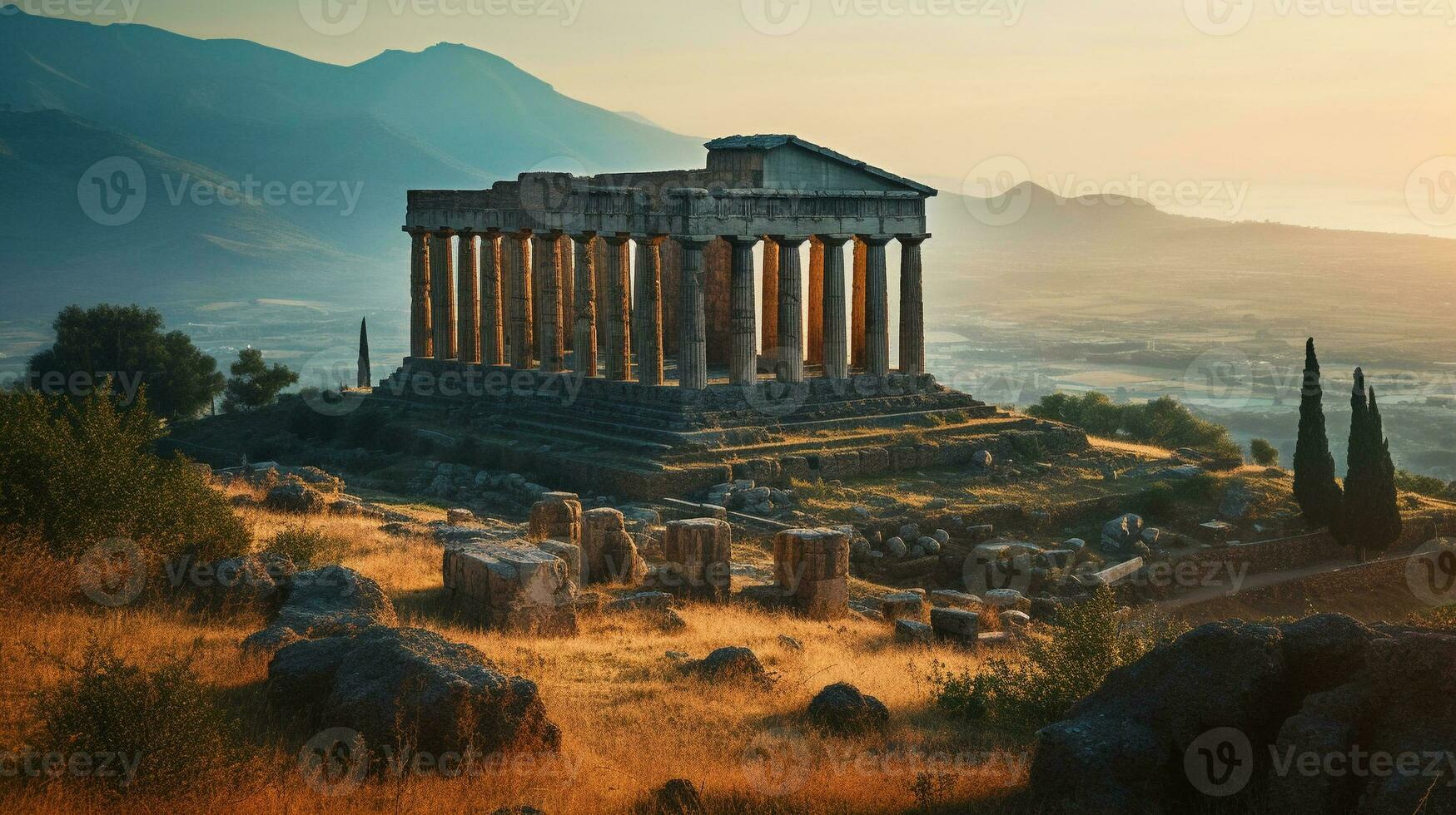 Generative AI, Ancient Ruins Combine landscapes with historical element photo