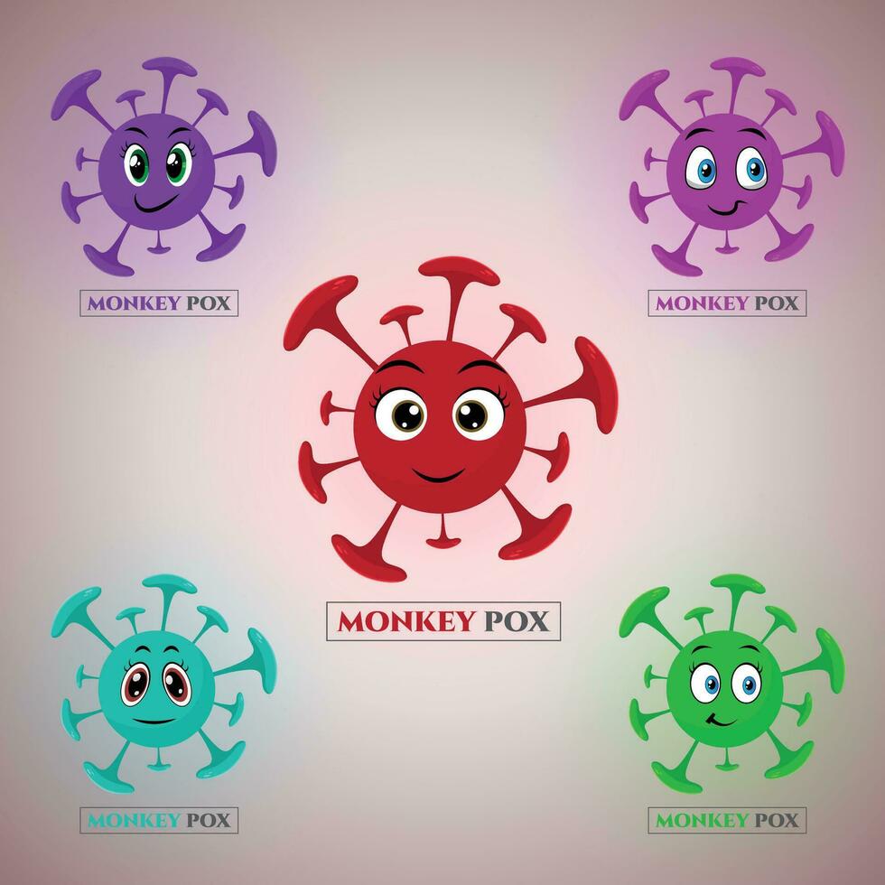 mono viruela virus en dibujos animados estilo, vector ilustración de plano estilo virus brote pandemia logo diseño