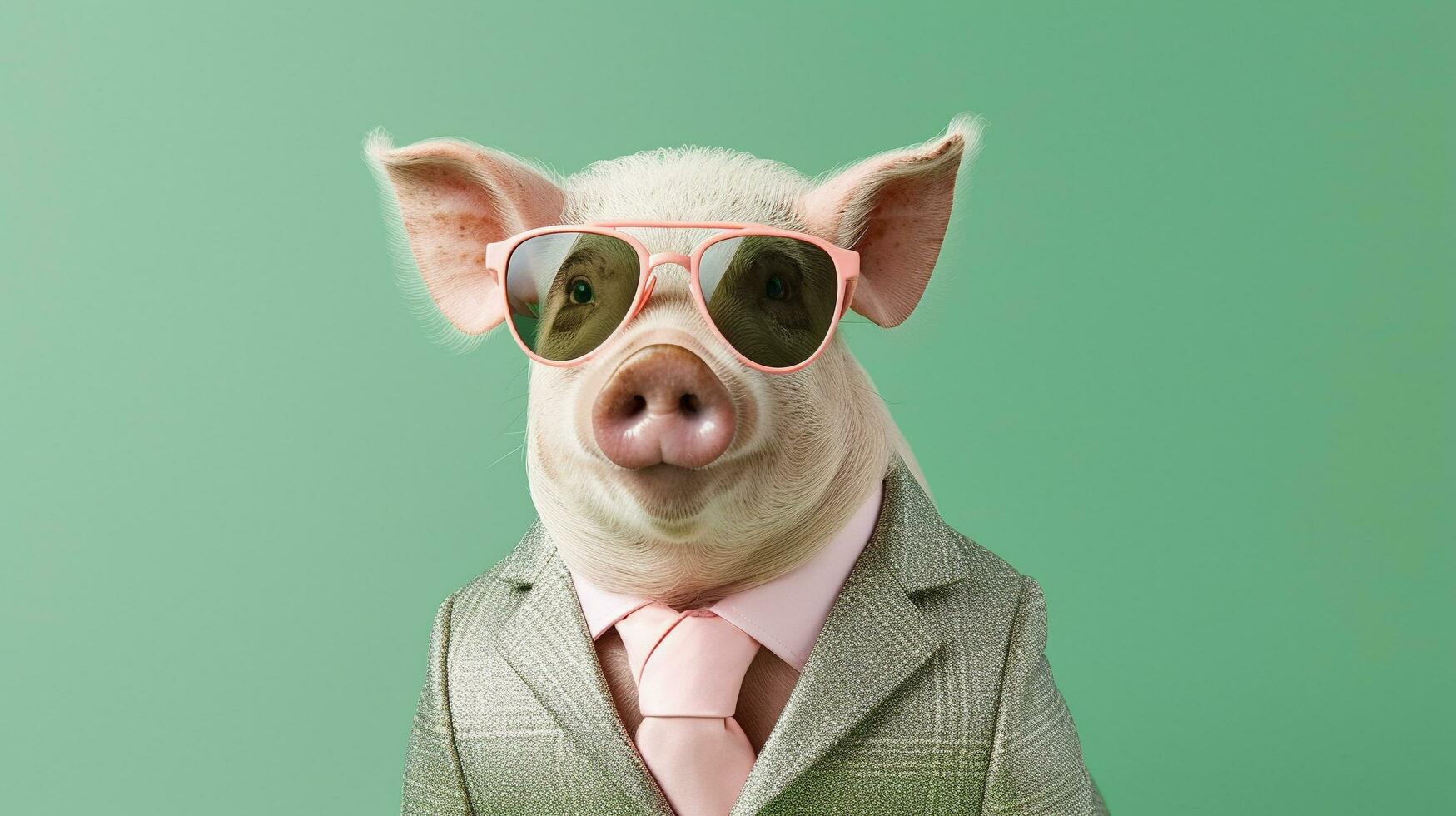 Generative AI, Cool Pig Stylish Shades on a Pastel Playground photo