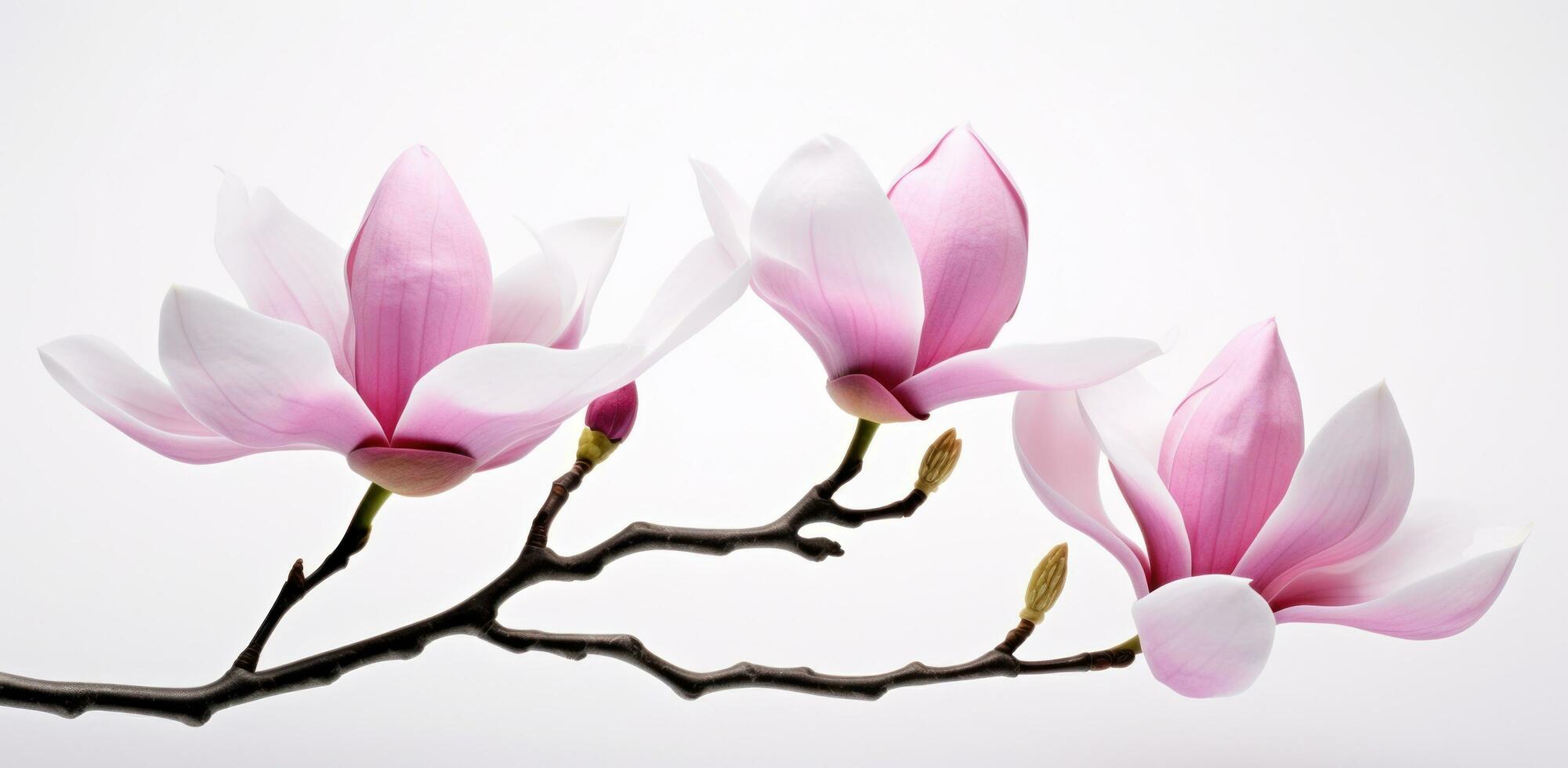 Pink magnolia flower isolated photo