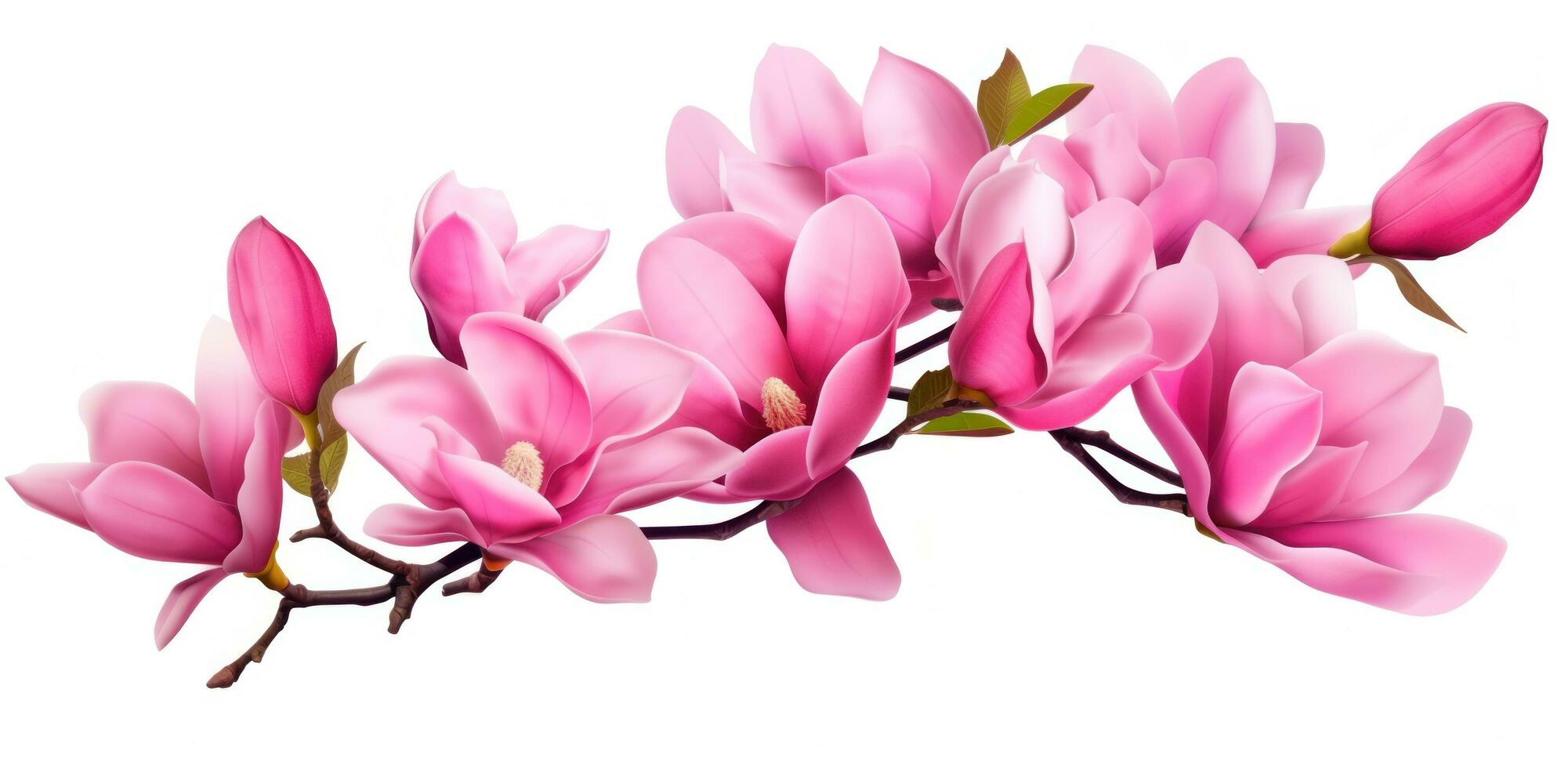 Pink magnolia flower isolated photo