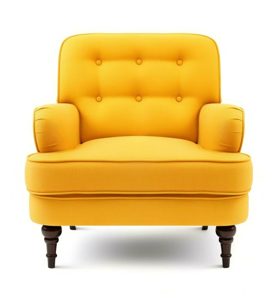 right yellow armchair isolated photo
