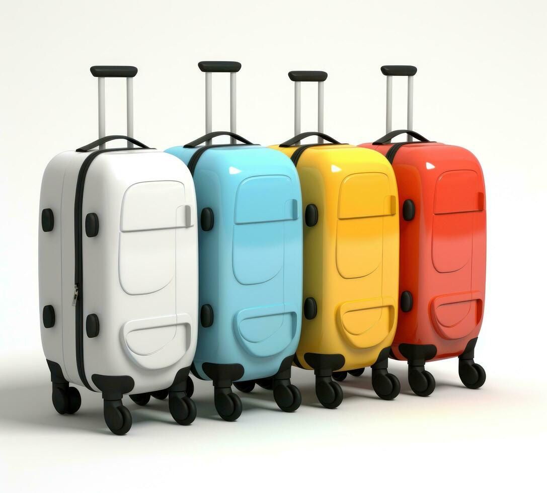 A group of colorful suitcases isolated photo