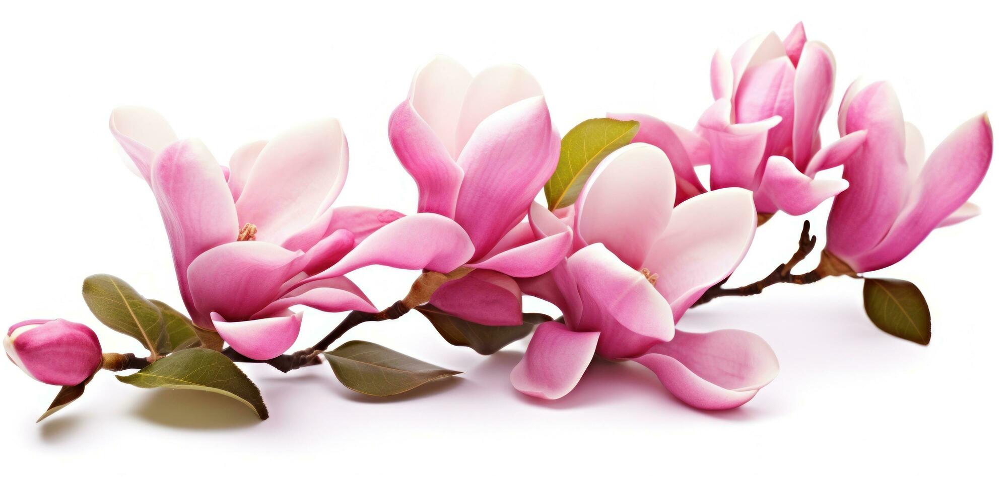 Pink magnolia flower isolated photo