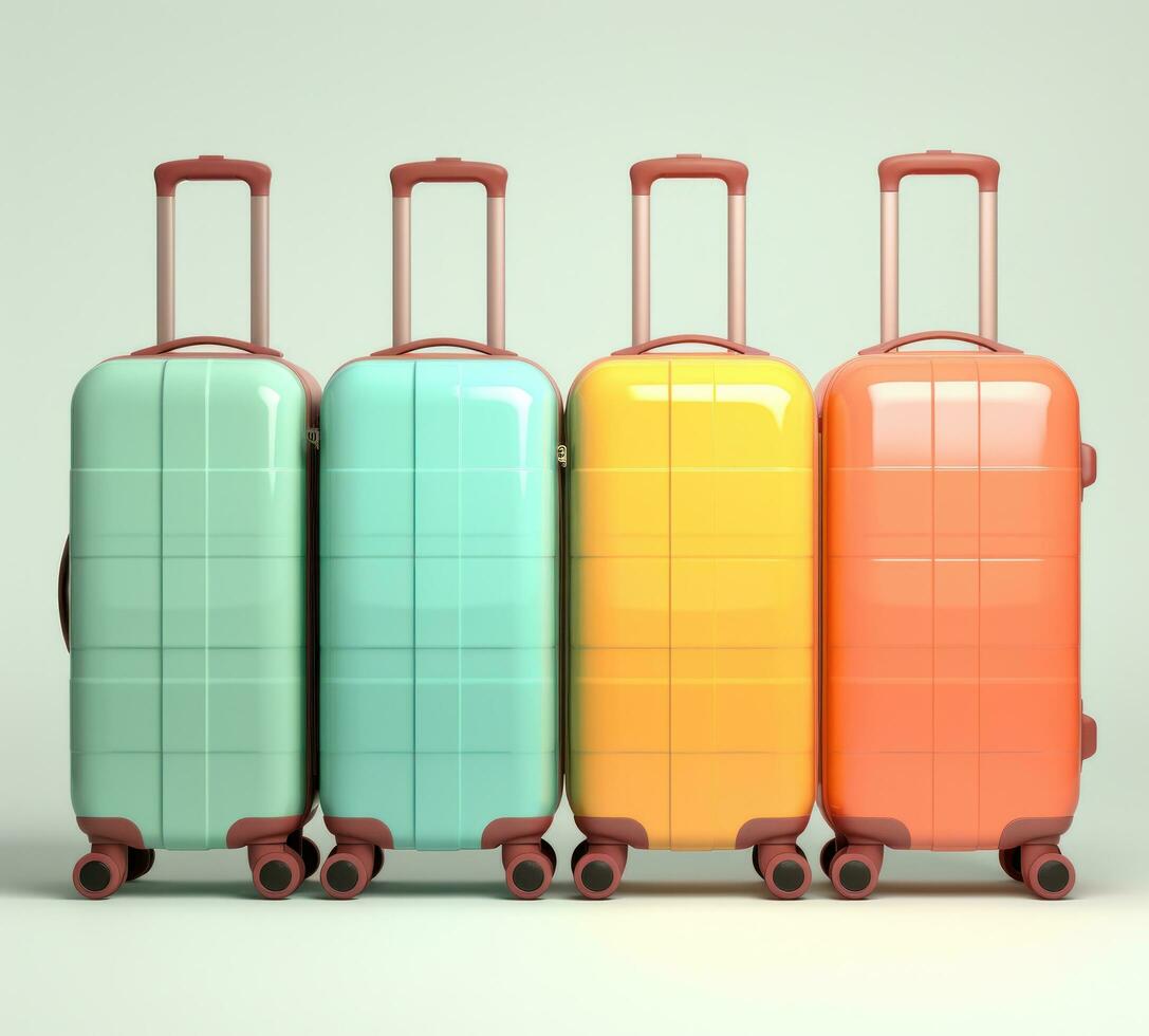 A group of colorful suitcases isolated photo