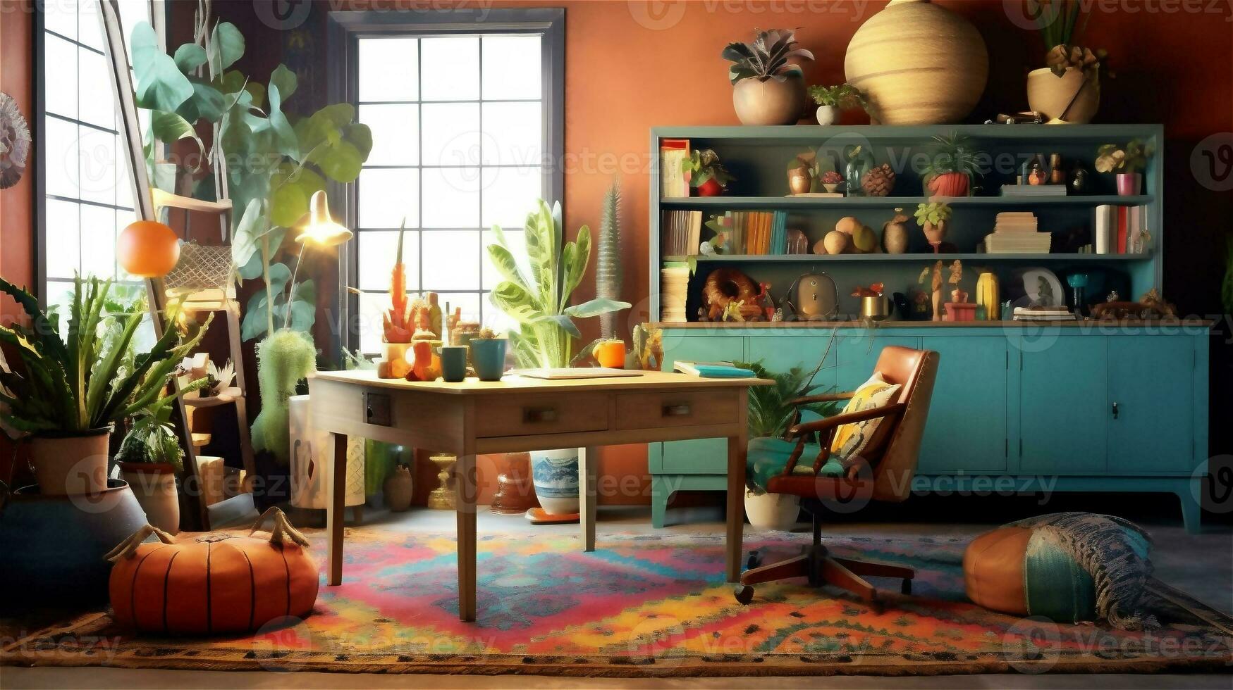 Generative AI, Boho-Chic Workspace photo