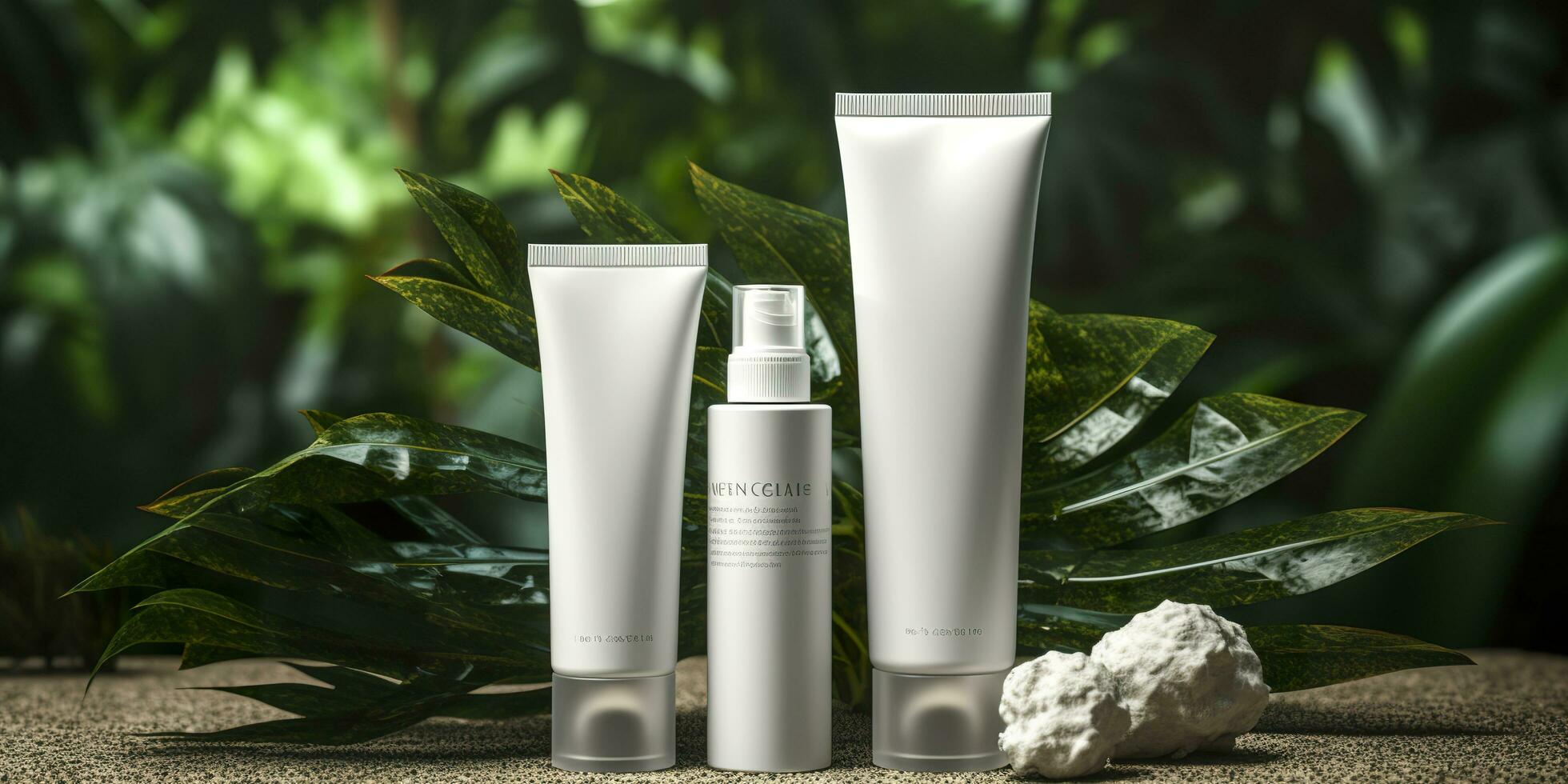 White Blank Cosmetics Mockup with natural theme background. AI Generative photo