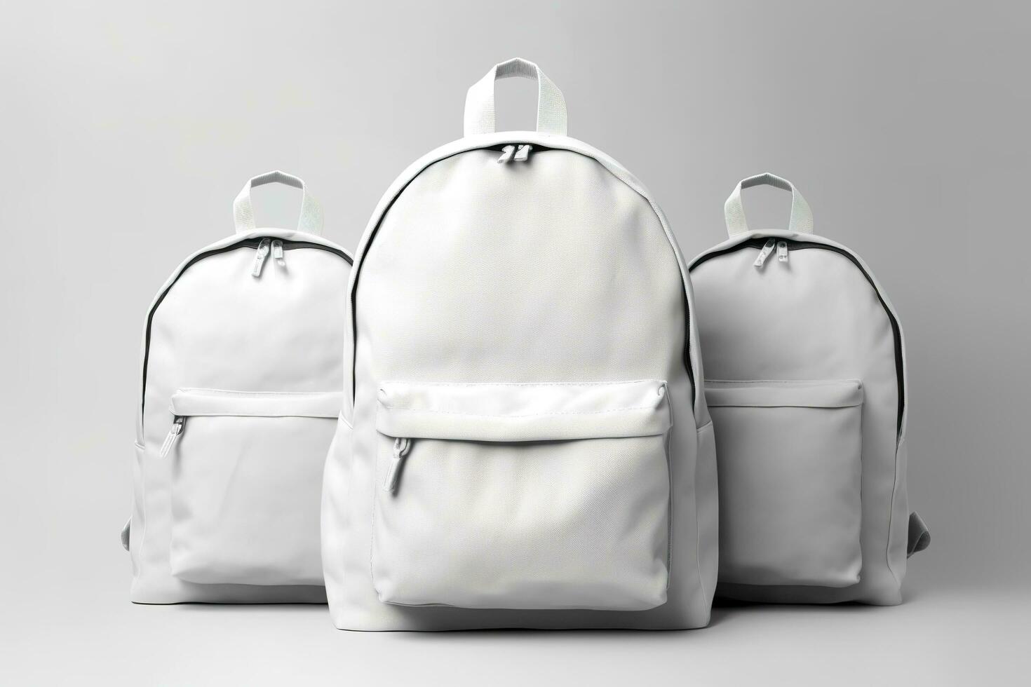 Stylish leather backpack on white background. Generative AI photo