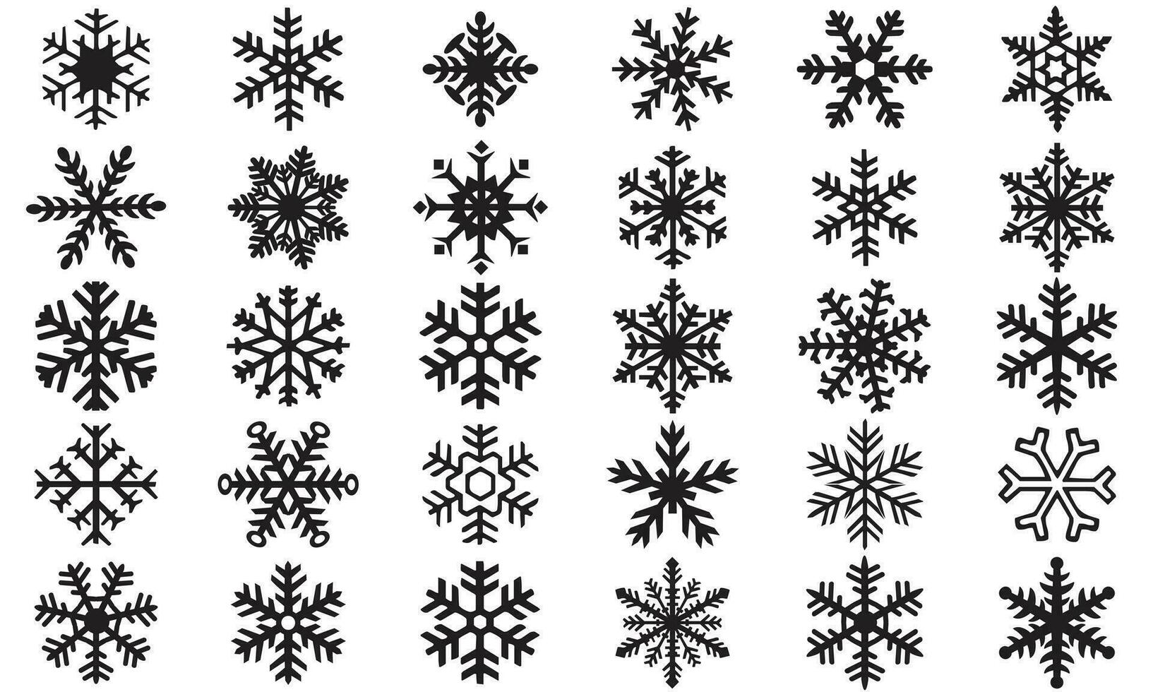 Snow icon vector. snowflake icon vector. Vector black snowflake icons set.