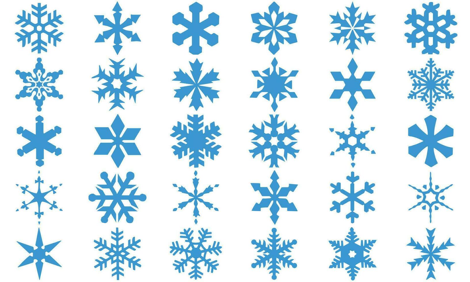 Set blue snowflake icons collection isolated on white background. vector