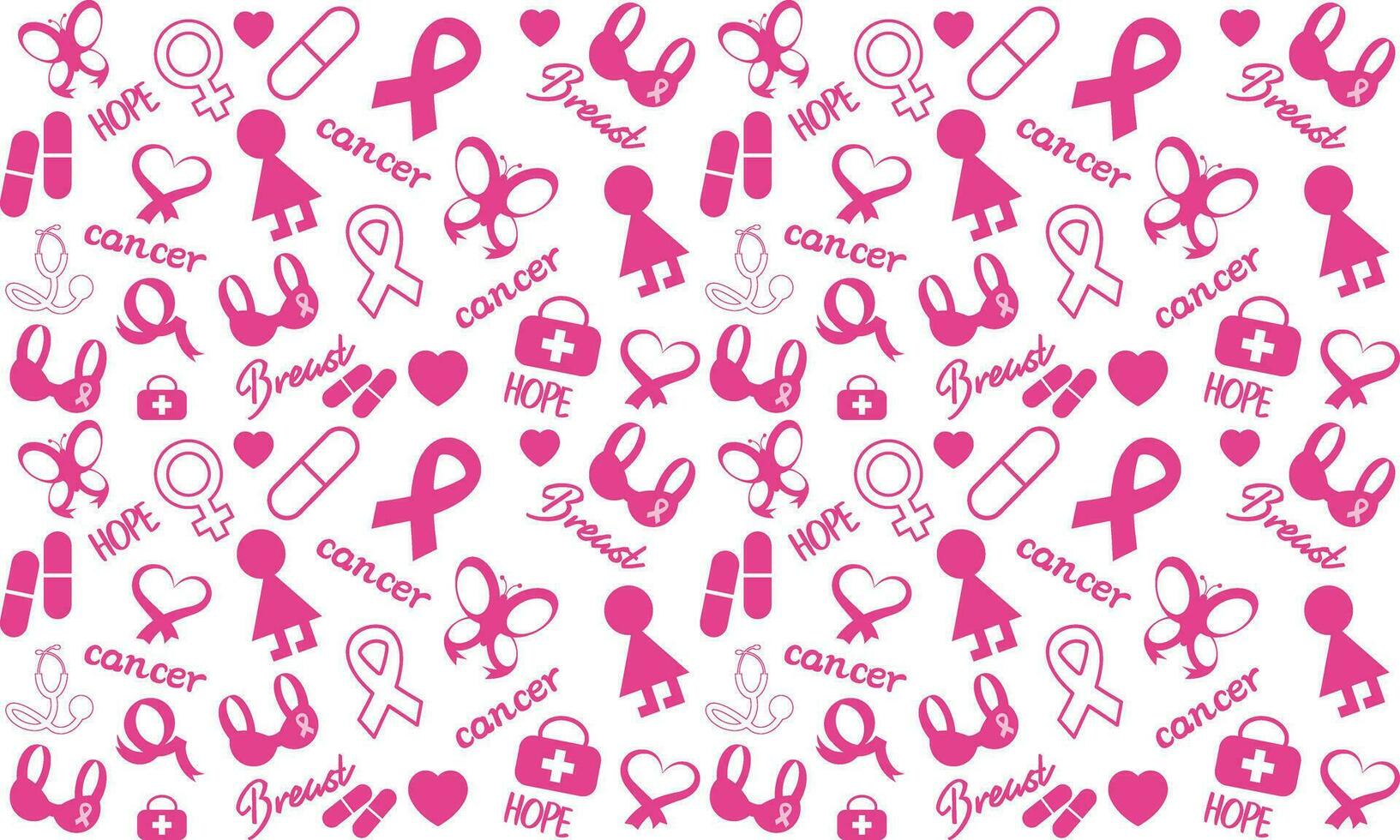 Breast cancer awareness month symbol emblem seamless pattern. vector.Breast cancer awareness pattern vector