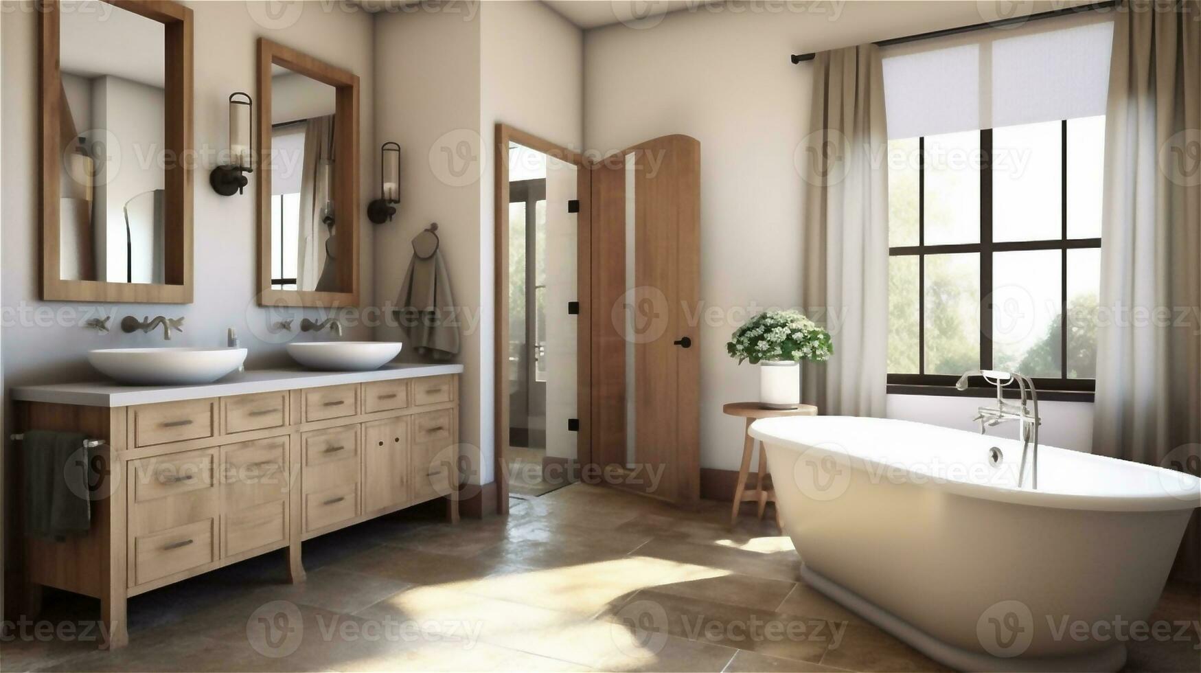 Generative AI, Modern Farmhouse Bathroom Design photo