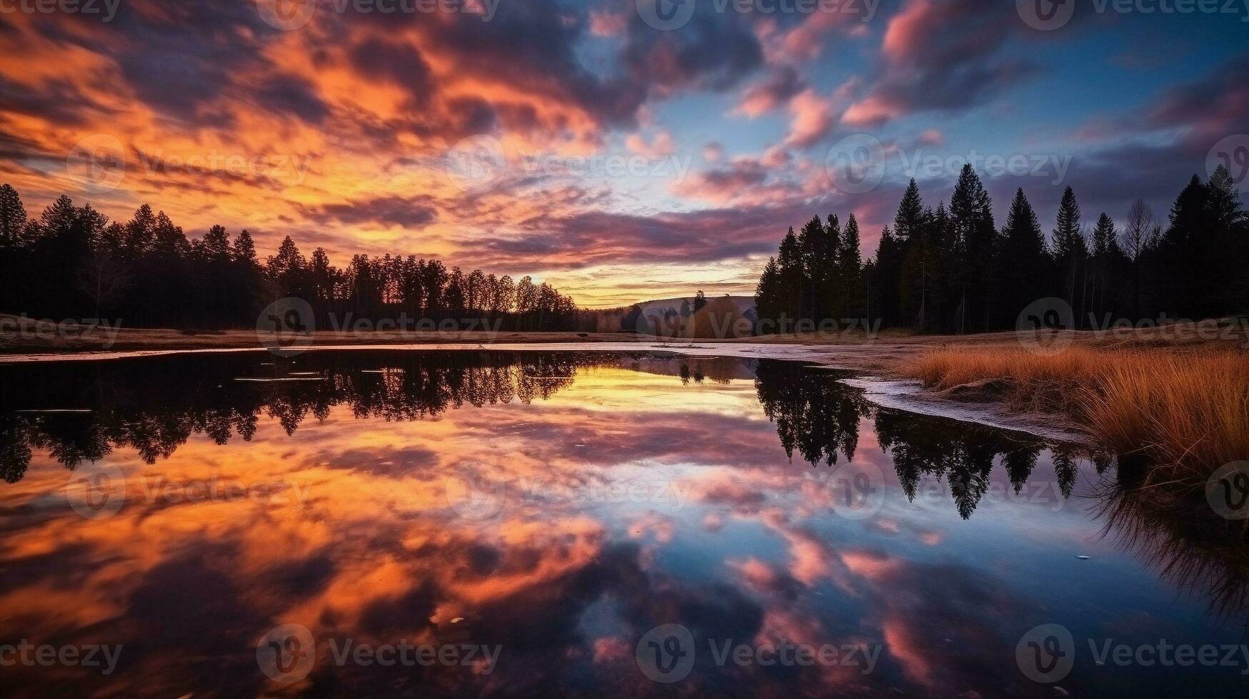 Generative AI, Mirrored Serenity Capturing the Mesmerizing Water Reflections photo