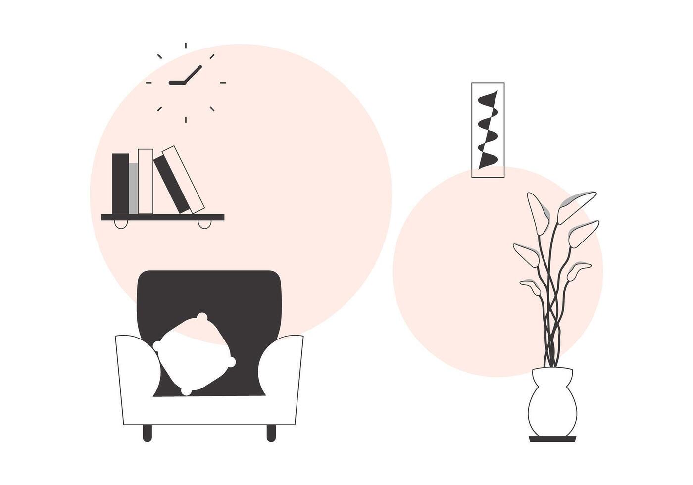 Interior in Lineart trendy style. background for presentations, posters and applications. Vector. vector