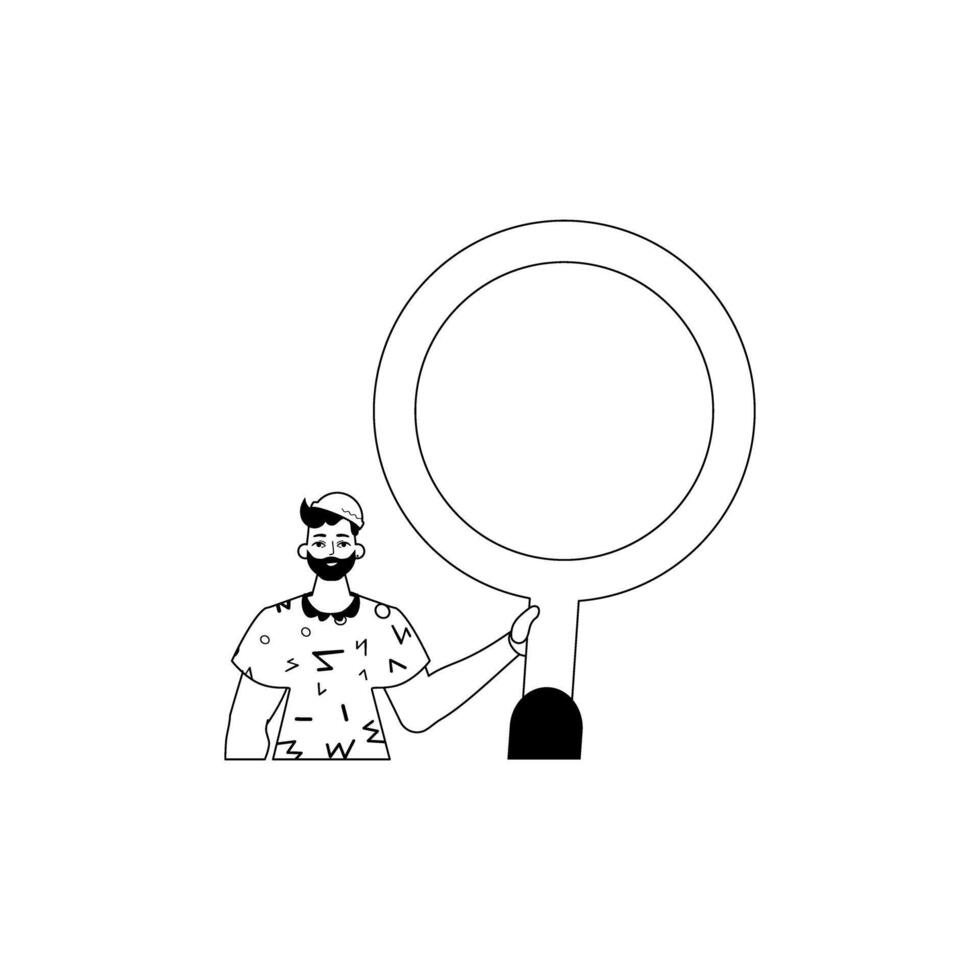 The derision is holding a coke up looking glass . datum search suppress . moonshine and white linear vogue. Trendy style, Illustration vector