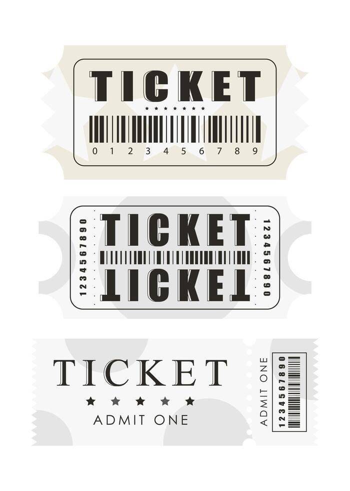 Ticket template set. Pass card design. Isolated on white background. Vector illustration.