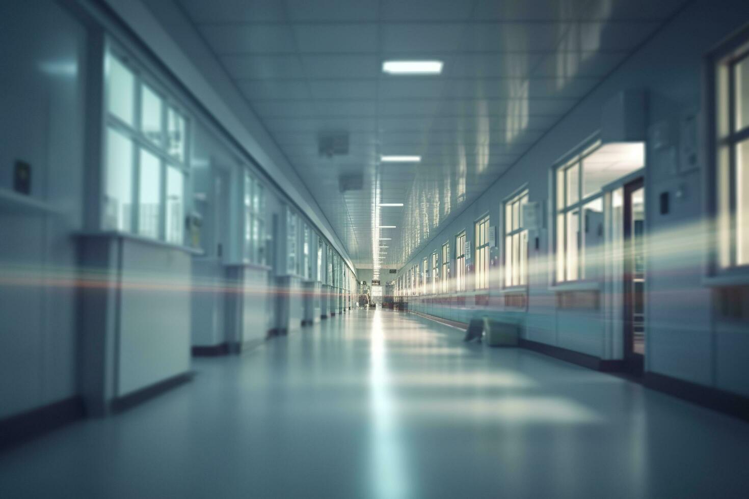 Blurred Hospital Emergency Room, Abstract Medical Background. AI Generative photo