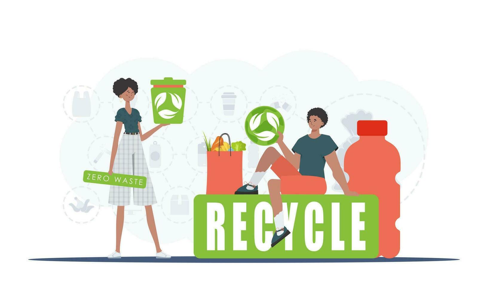 Ecology and green planet concept. Environmental protection. Environmental illustration for the web. Flat trendy style. Vector. vector