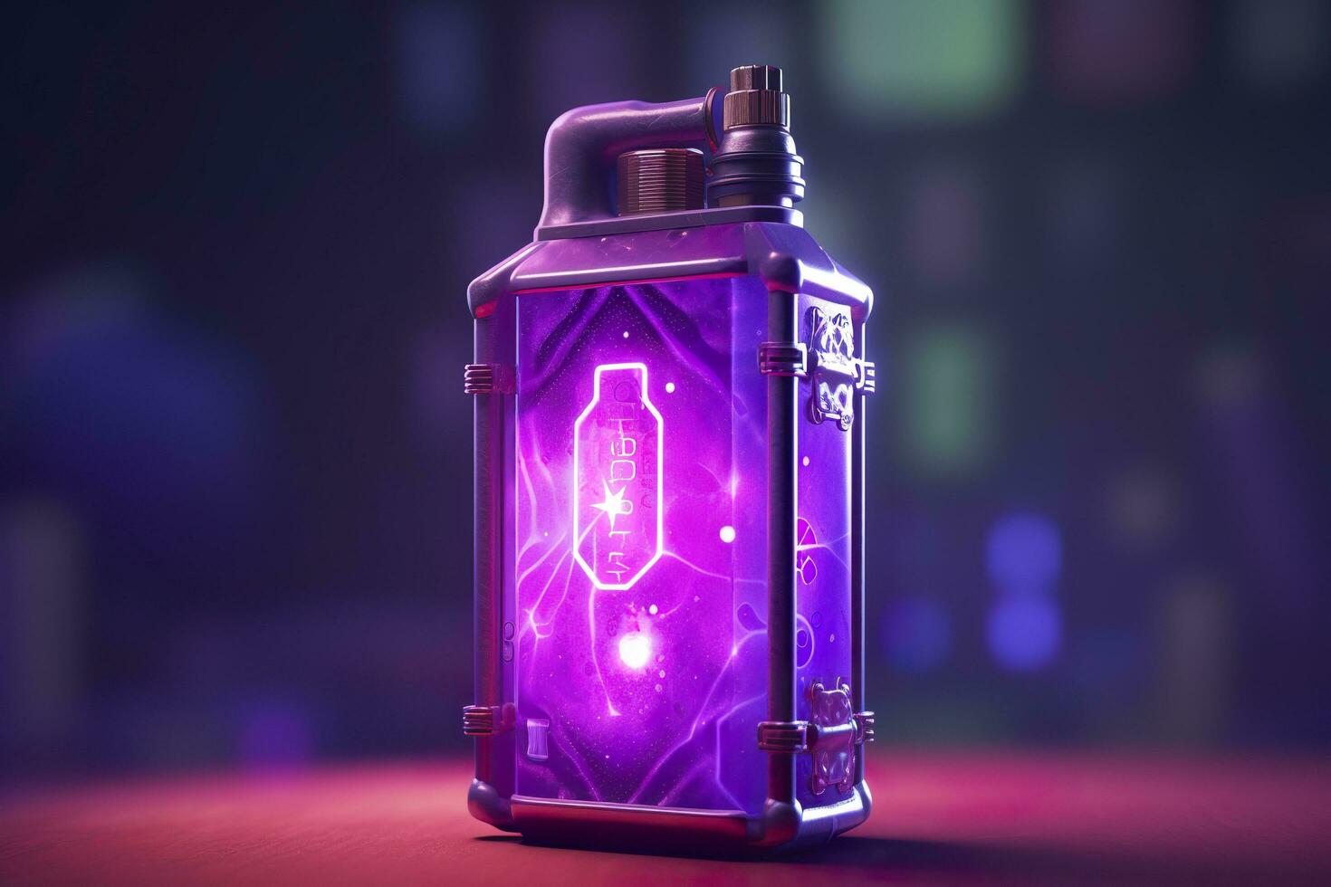 Purple Sci Fi Energy Flask with Pure Background. AI Generative photo