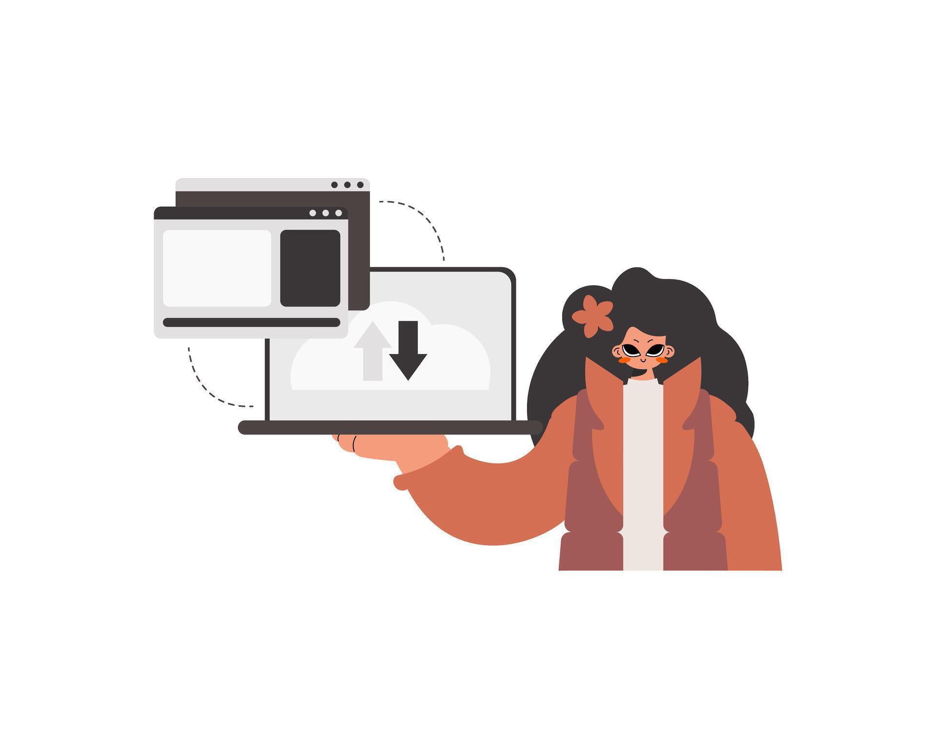 The energetic lady is holding a tablet in which information is being