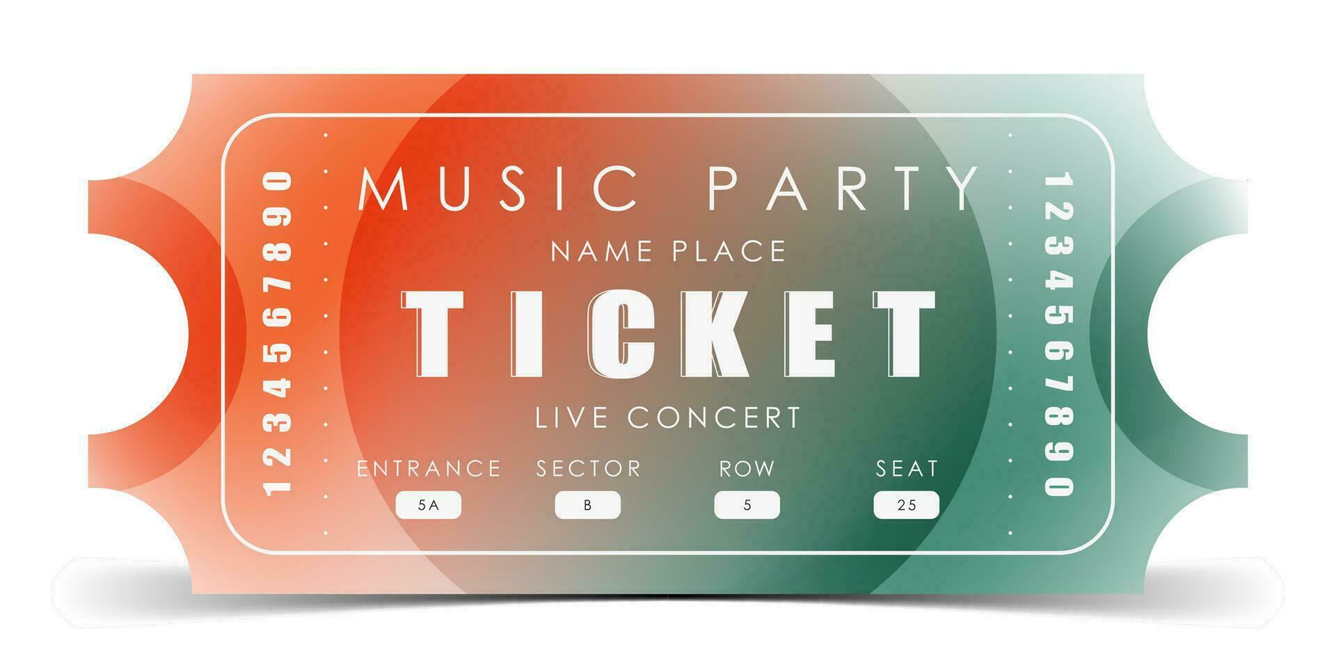 Sample ticket for entry to a musical concert. Ticket design template. Vector illustration.