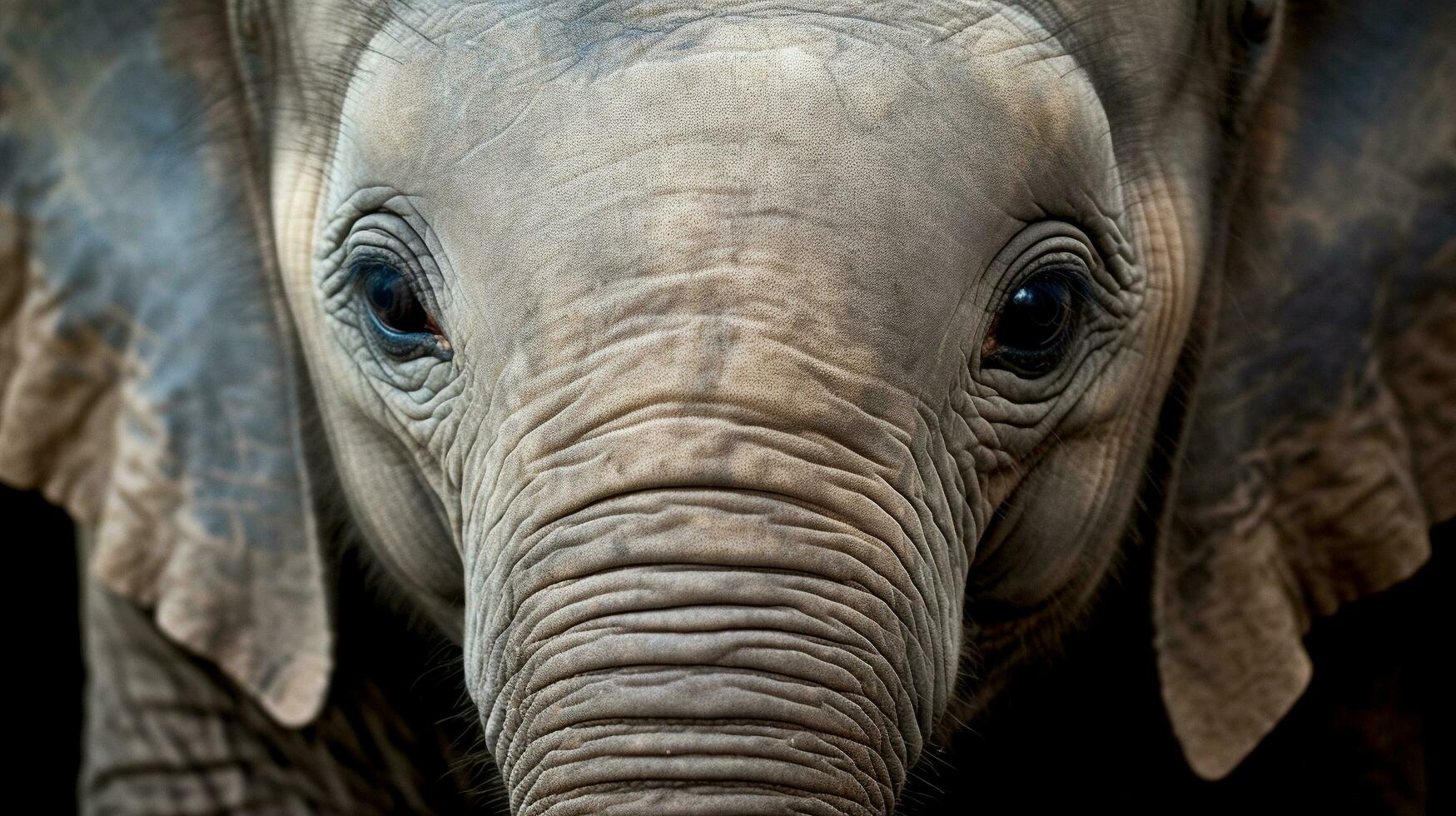 Innocence Unveiled Baby Elephant's Big, Enchanting Eyes photo