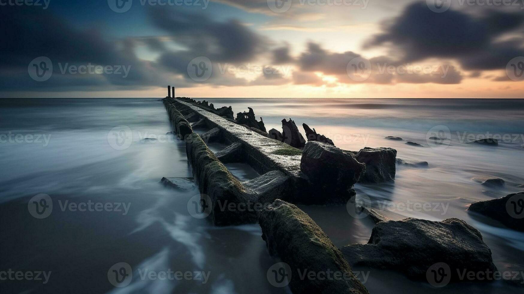 Generative AI, Horizon's Embrace, Coastal Serenity photo