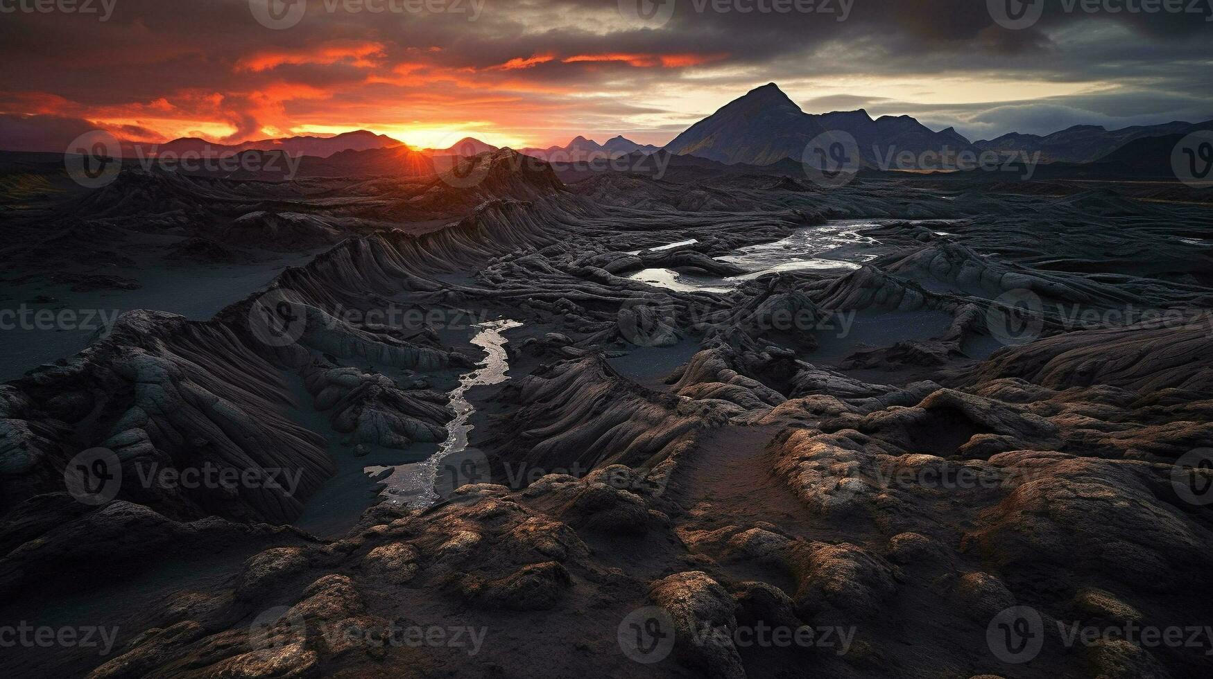 Generative AI, Fiery Eruptions Capturing the Striking Beauty of Volcanic Landscapes photo