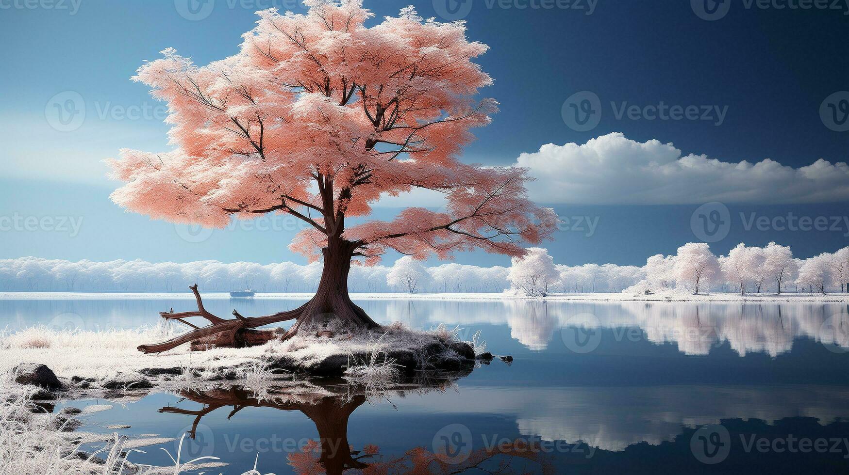 Ethereal Waters Infrared Transformation, Generative AI photo
