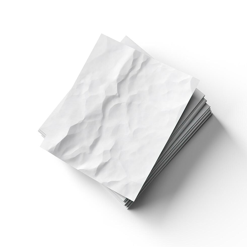 Blank white paper isolated on white background. Generative AI photo